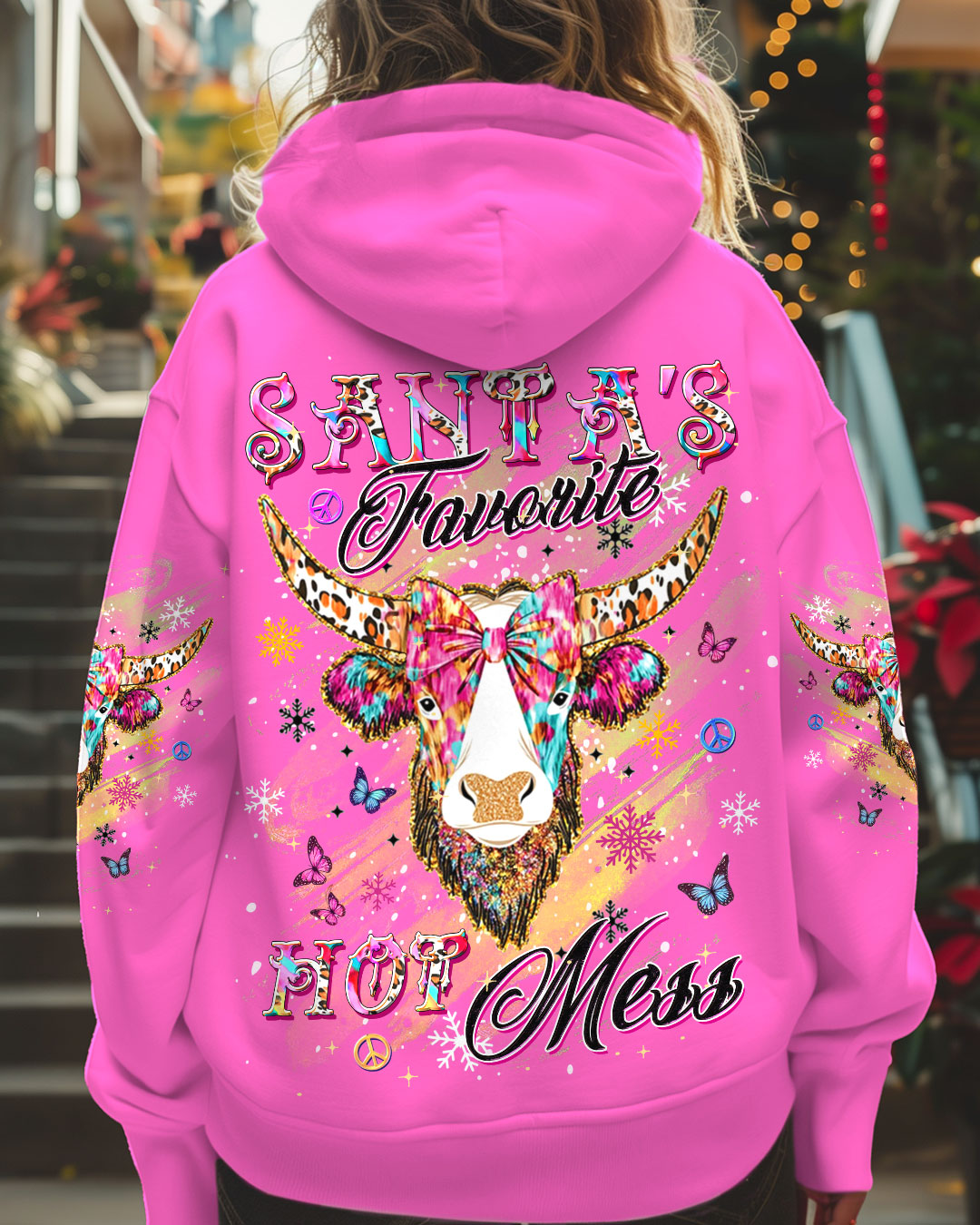 SANTA'S FAVORITE HOT MESS COW CHRISTMAS ALL OVER PRINT  - TLDU1111244