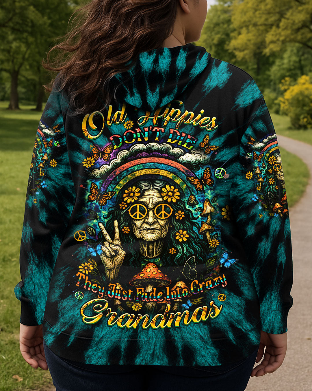 OLD HIPPIES DON'T DIE HIPPIE GRANDMAS ALL OVER PRINT - YHDU0506252