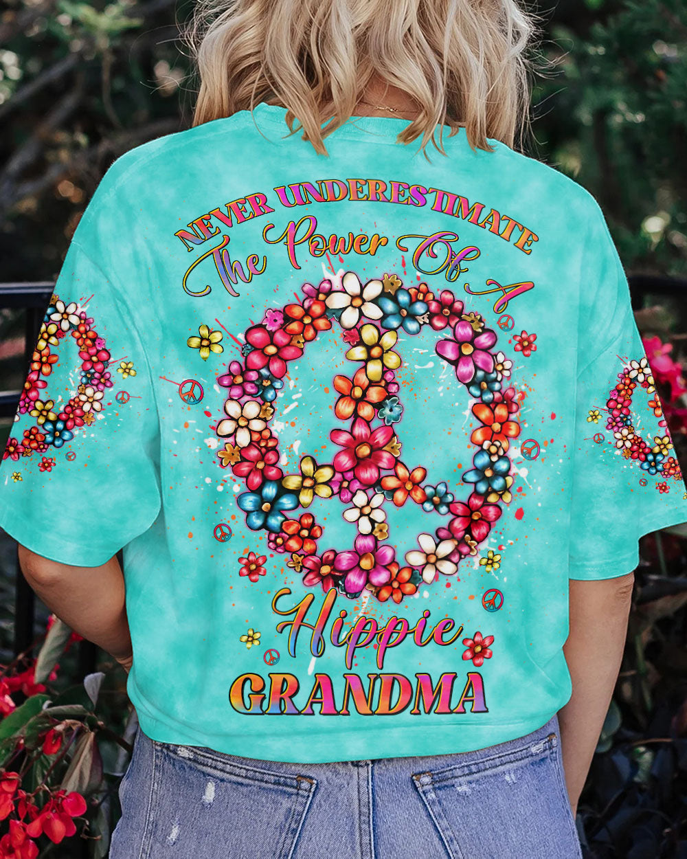 NEVER UNDERESTIMATE HIPPIE GRANDMA ALL OVER PRINT - YHDU1506233