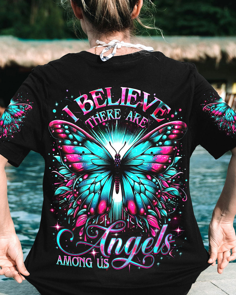 I BELIEVE THERE ARE ANGELS AMONG US BUTTERFLY ALL OVER PRINT - YHDU1406242