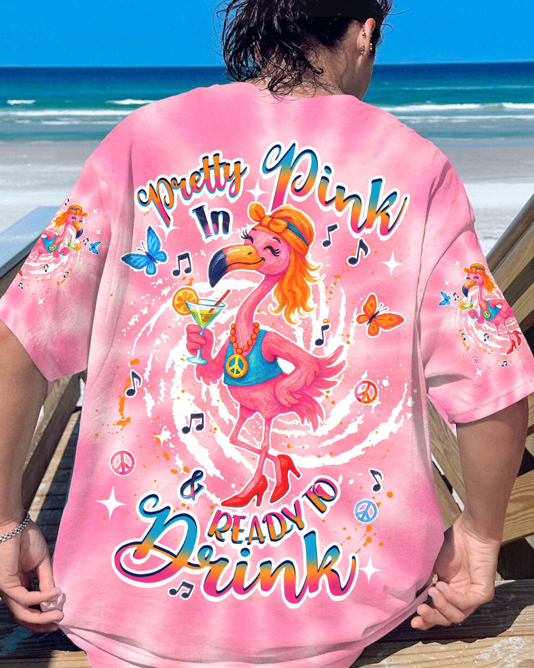 PRETTY IN PINK FLAMINGO TIE DYE ALL OVER PRINT - YHDU2504252