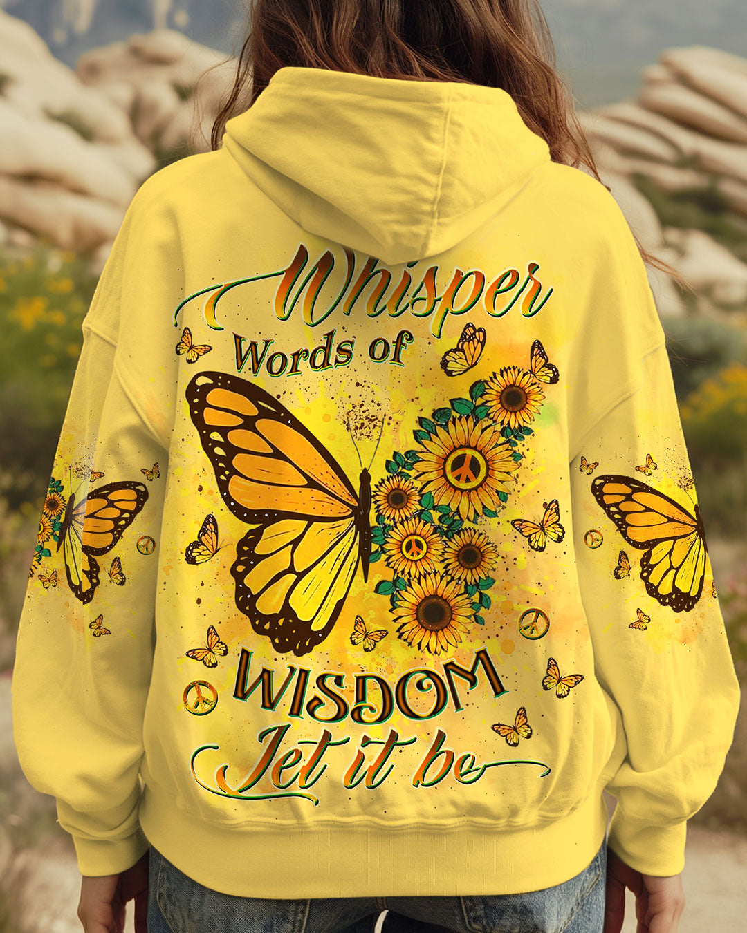 WHISPER WORDS OF WISDOM SUNFLOWER BUTTERFLY ALL OVER PRINT - YHDU2110241