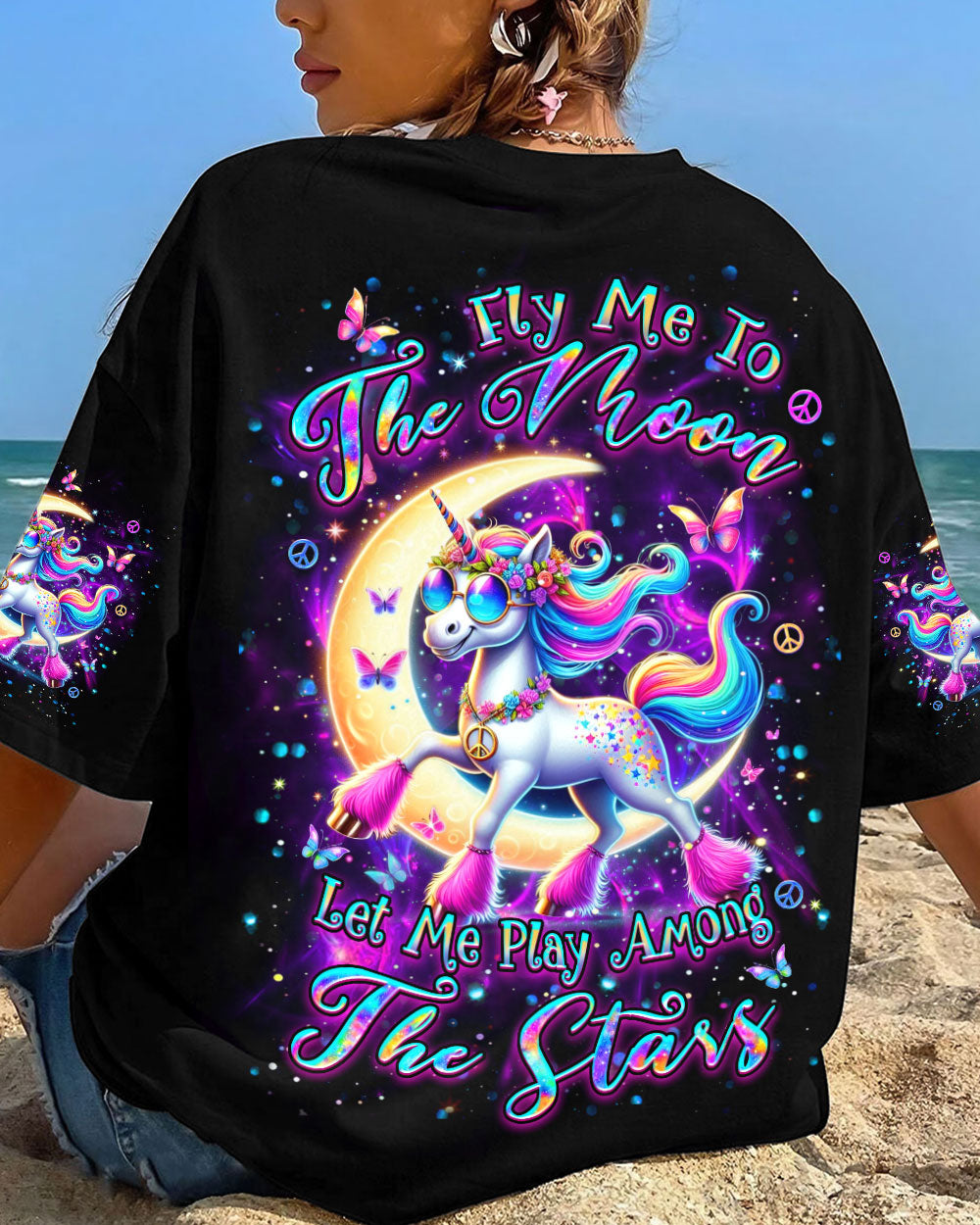FLY ME TO THE MOON UNICORN ALL OVER PRINT - YHDU1207241