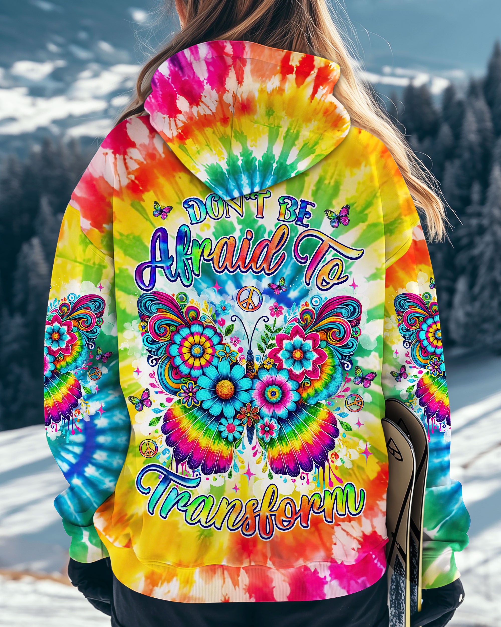 DON'T BE AFRAID TO TRANSFORM BUTTERFLY TIE DYE ALL OVER PRINT - TLNZ1912243