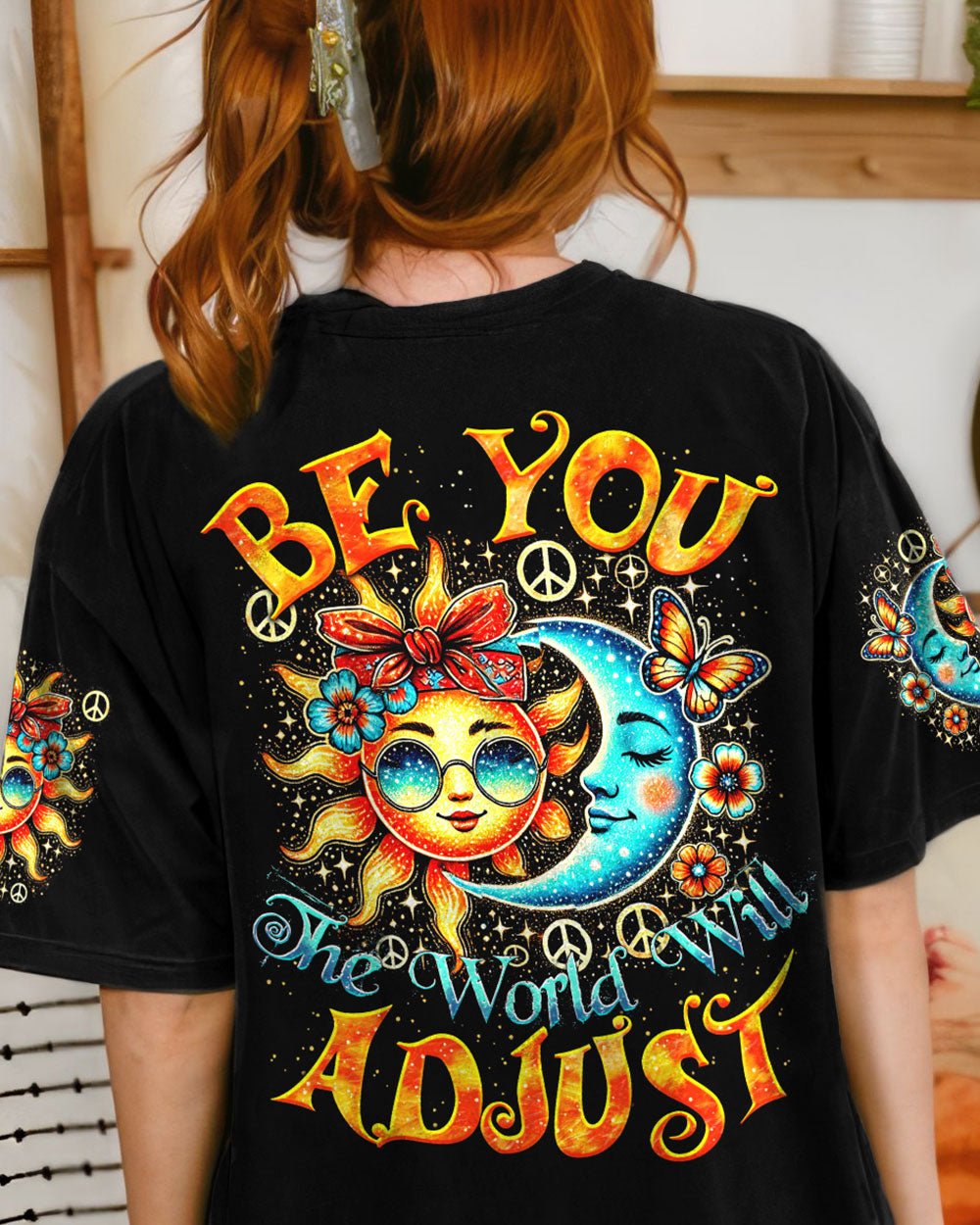 BE YOU THE WORLD WILL ADJUST SUN AND MOON HIPPIE ALL OVER PRINT - TYTM10077241