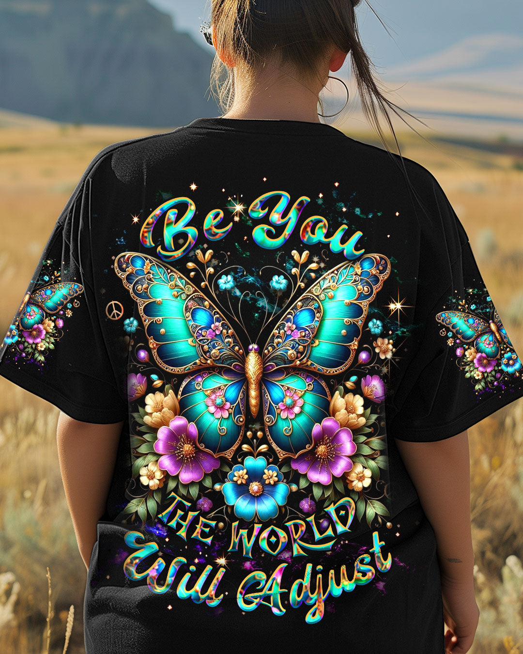 BE YOU THE WORLD WILL ADJUST BUTTERFLY ALL OVER PRINT - YHDU3103252