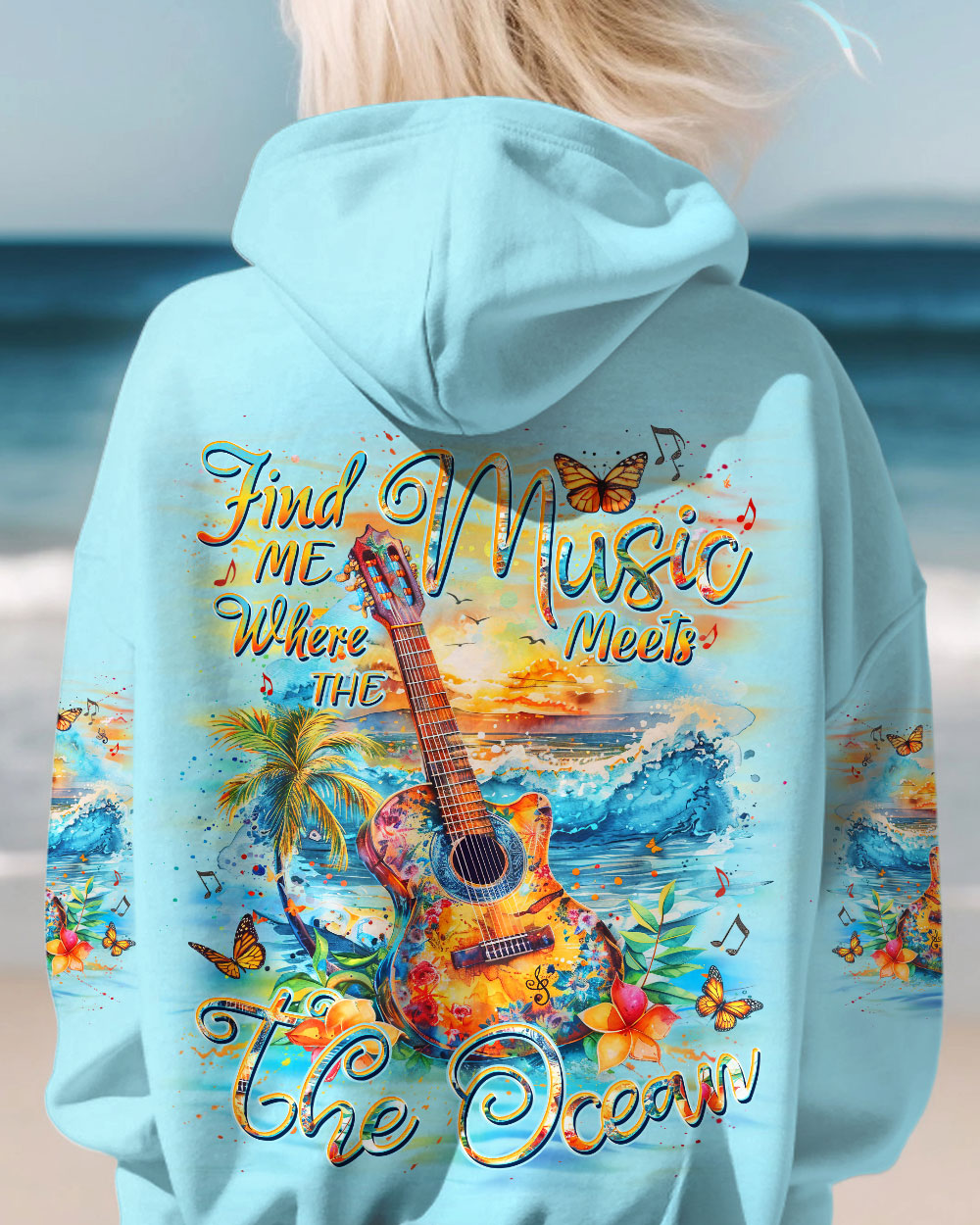 FIND ME WHERE THE MUSIC MEETS THE OCEAN GUITAR ALL OVER PRINT - YHDU0403242