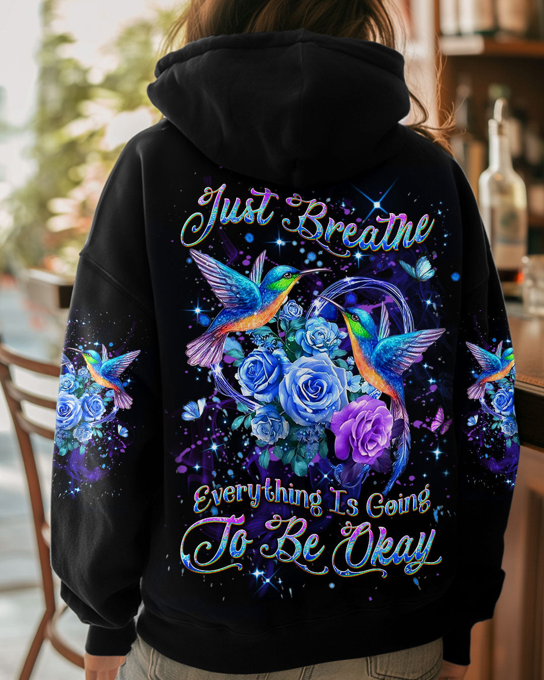 JUST BREATHE HUMMINGBIRD ALL OVER PRINT - YHDU2509242