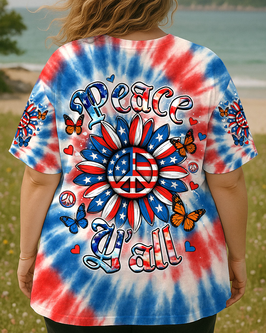PEACE Y'ALL SUNFLOWER AMERICA ALL OVER PRINT - YHDU1605252