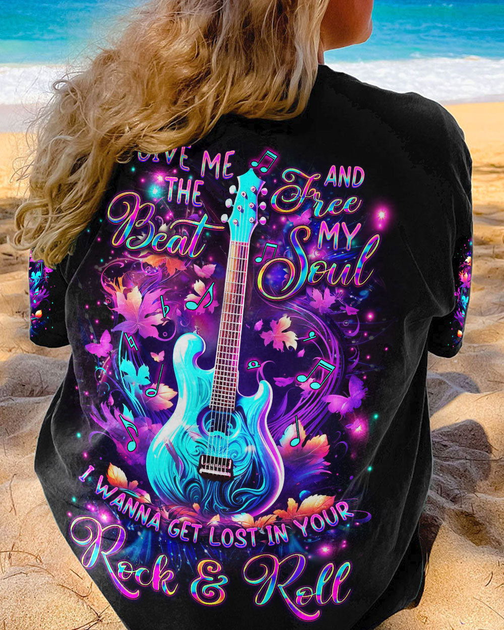 GIVE ME THE BEAT AND FREE MY SOUL GUITAR ALL OVER PRINT - YHDU1708231