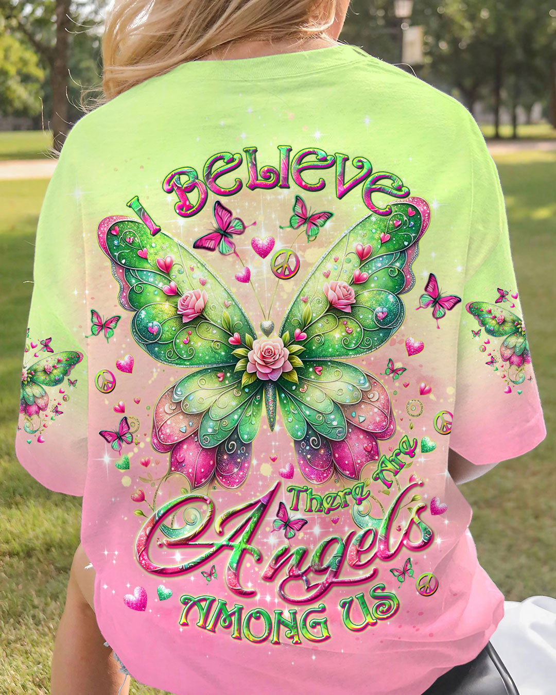 I BELIEVE THERE ARE ANGELS AMONG US BUTTERFLY ALL OVER PRINT - YHDU1003253
