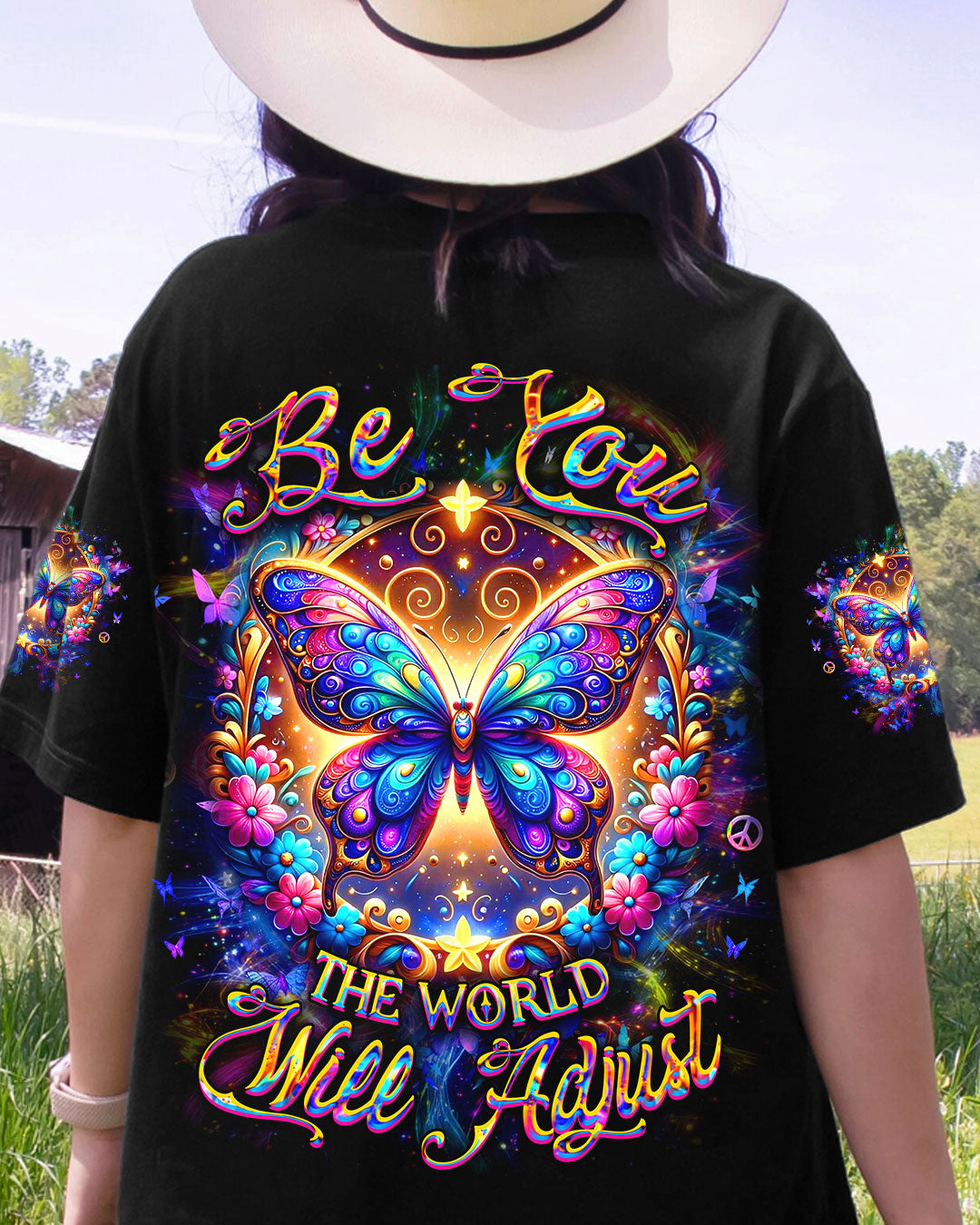 BE YOU THE WORLD WILL ADJUST BUTTERFLY ALL OVER PRINT - YHDU0703252