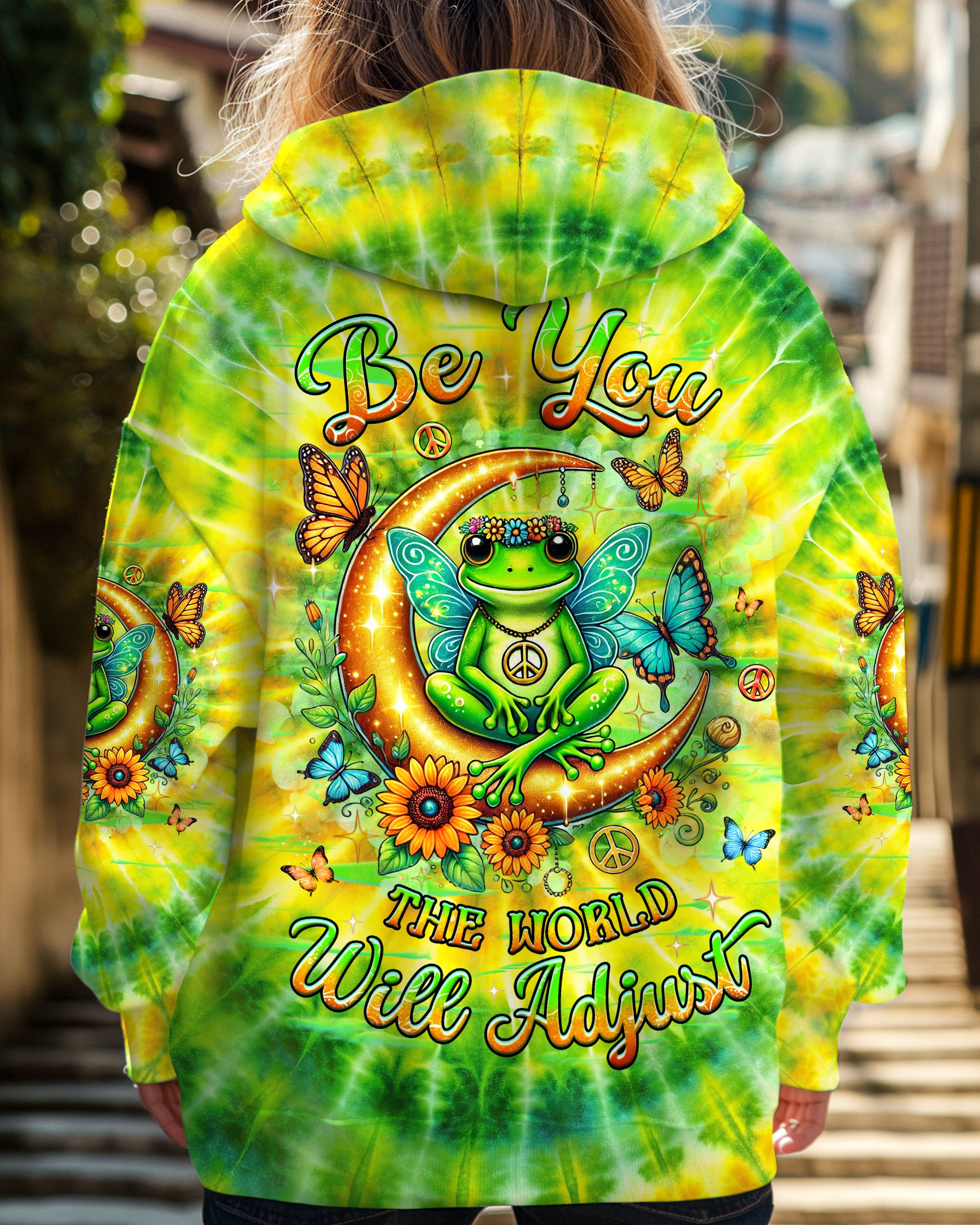 BE YOU THE WORLD WILL ADJUST FROG TIE DYE ALL OVER PRINT - YHHG0901252