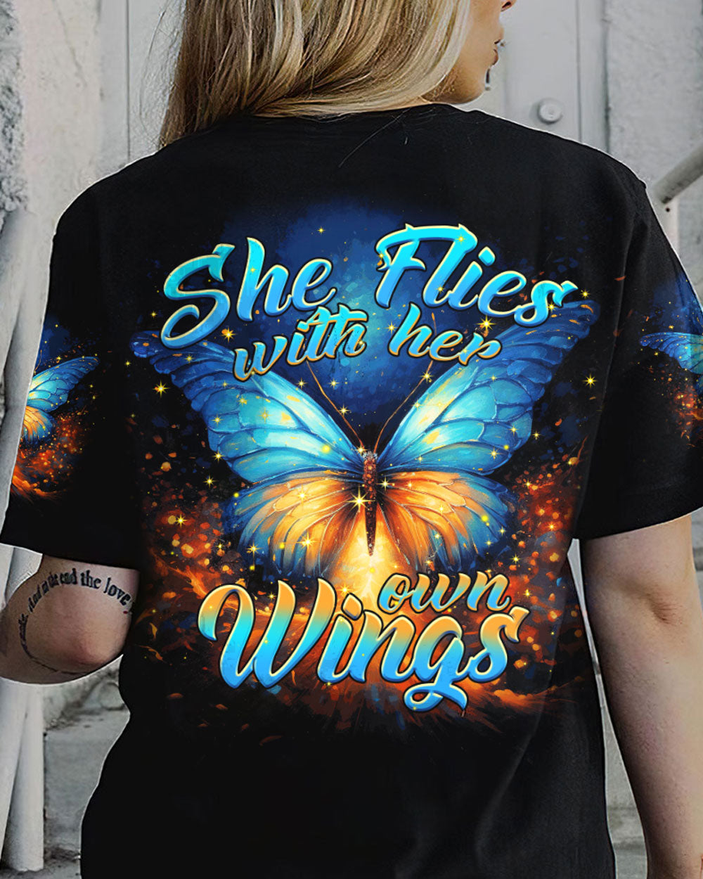 SHE FLIES WITH HER OWN WINGS BUTTERFLY ALL OVER PRINT - TYTM2507233