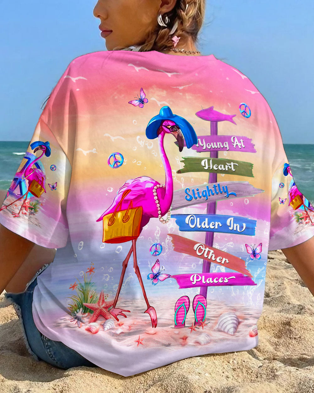 YOUNG AT HEART FLAMINGO ALL OVER PRINT - YHDU0406241