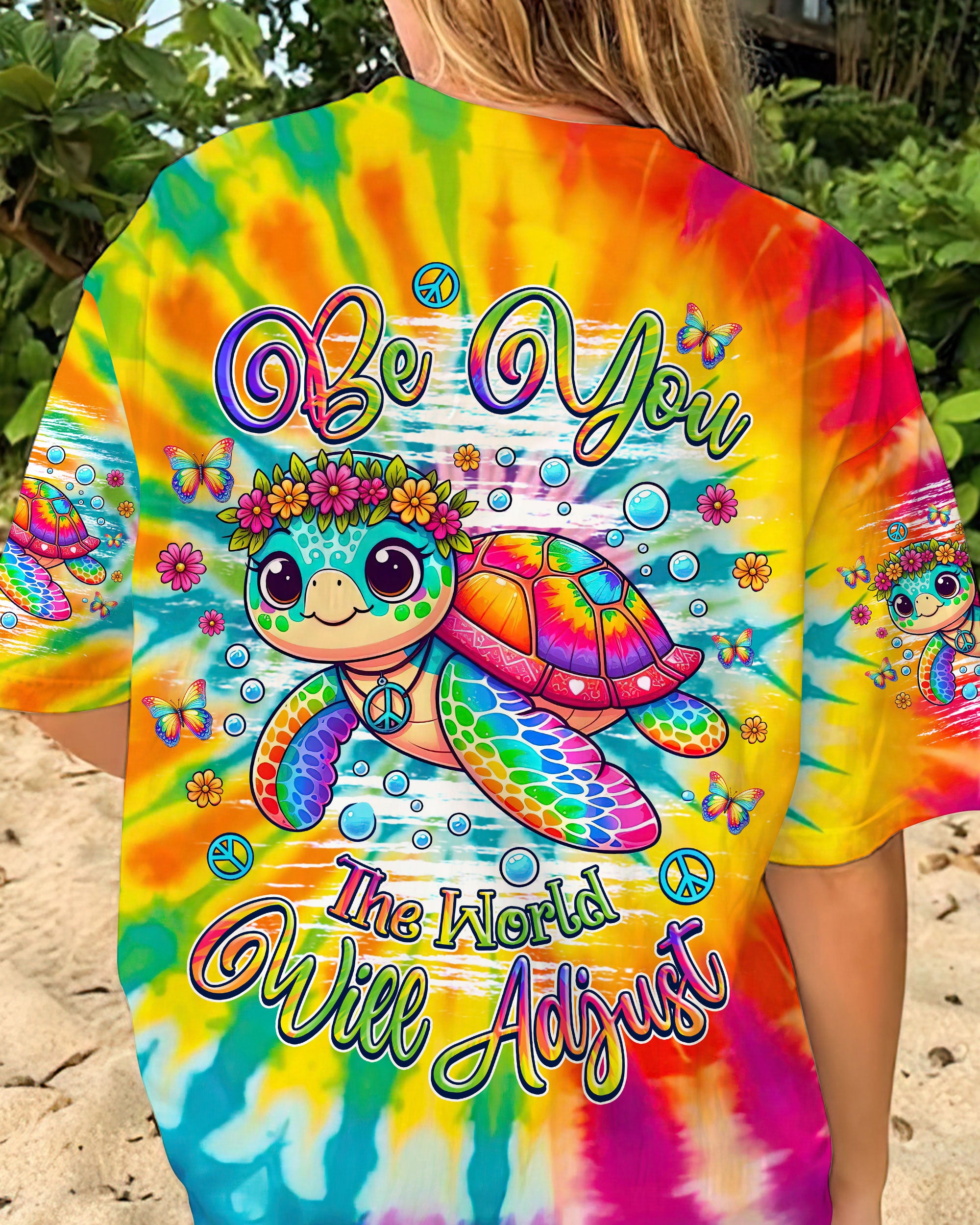 BE YOU THE WORLD WILL ADJUST TURTLE TIE DYE ALL OVER PRINT - TLNZ0506245