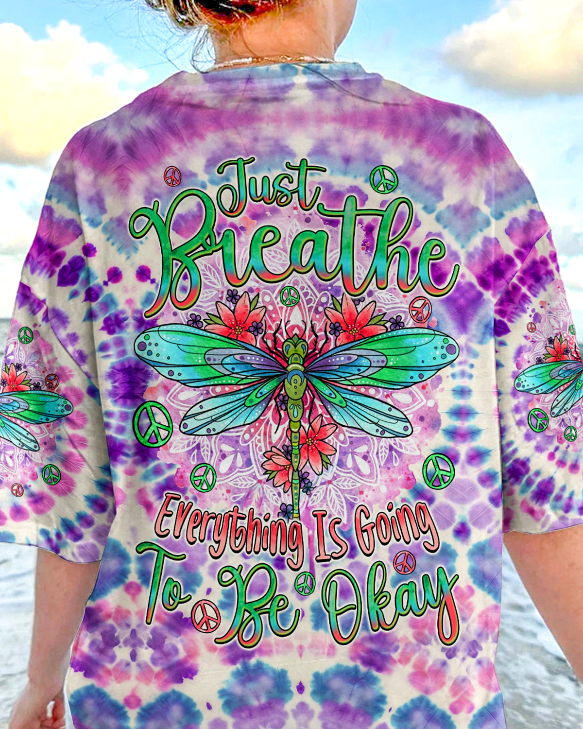 JUST BREATHE DRAGONFLY TIE DYE ALL OVER PRINT - TYQY0306244