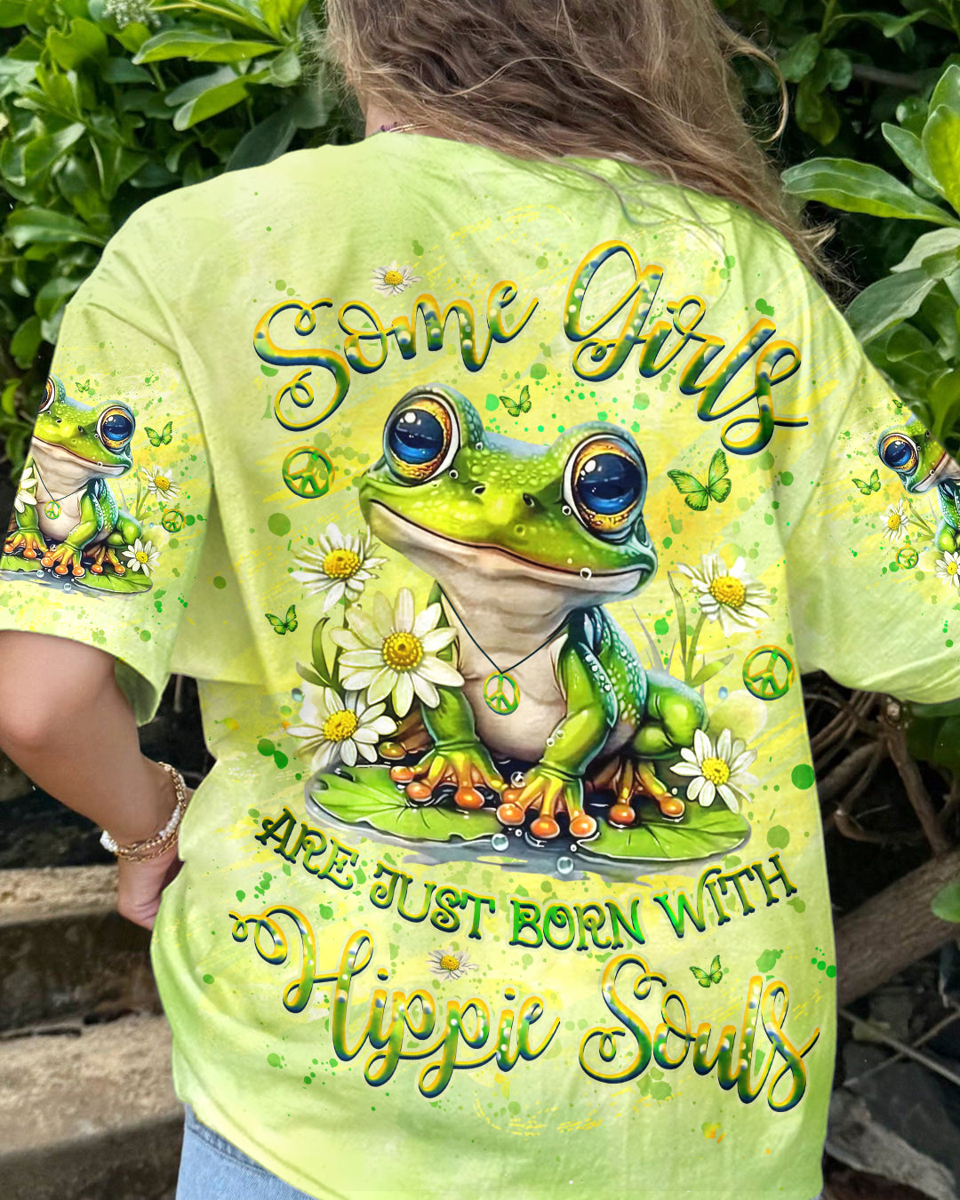 SOME GIRLS ARE JUST BORN WITH HIPPIE SOULS FROG ALL OVER PRINT - YHHG2507243