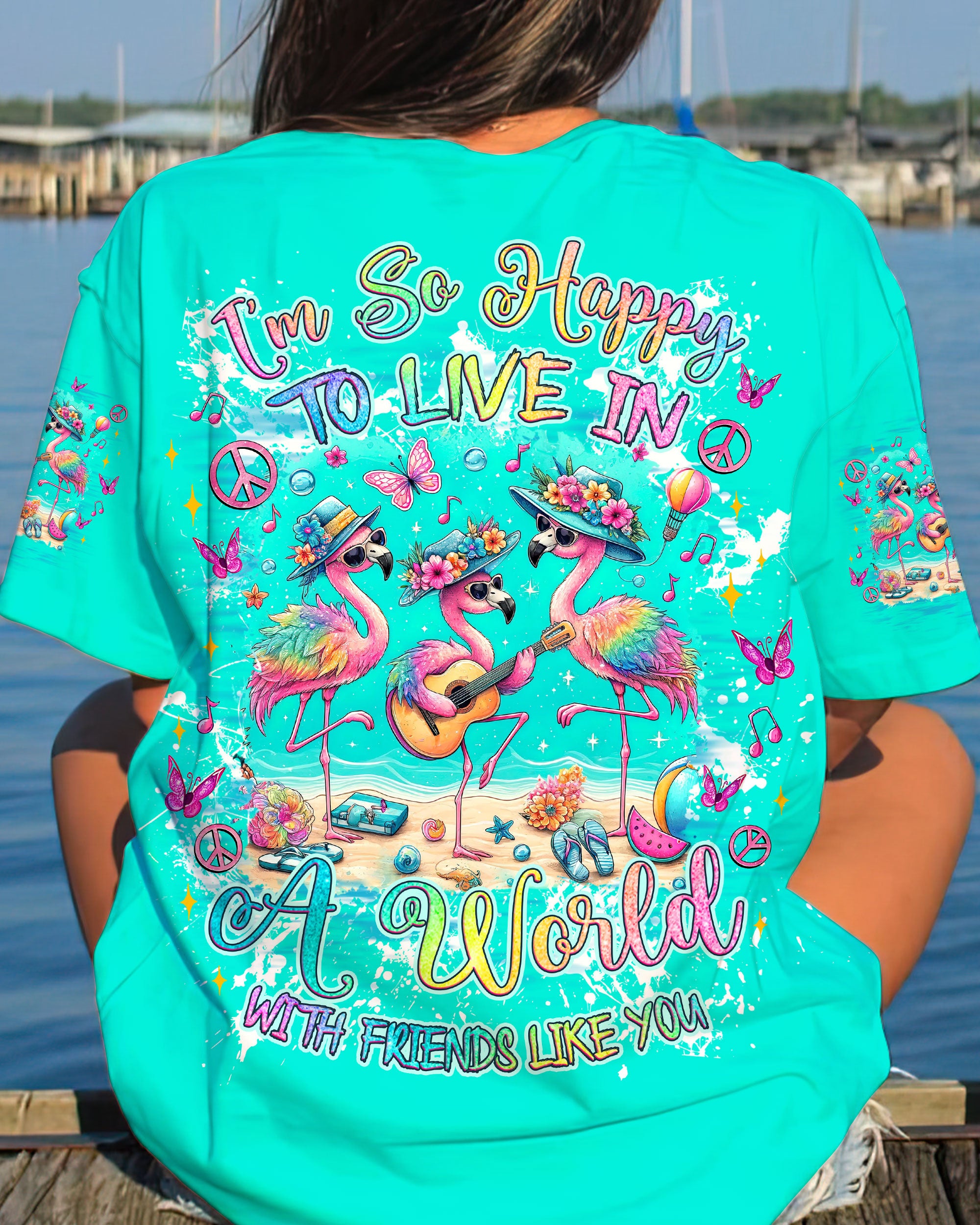 I'M SO HAPPY TO LIVE FLAMINGO ALL OVER PRINT - TLNZ1706244