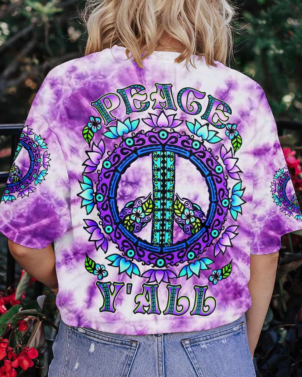 PEACE Y'ALL TIE DYE ALL OVER PRINT - YHDU2306232