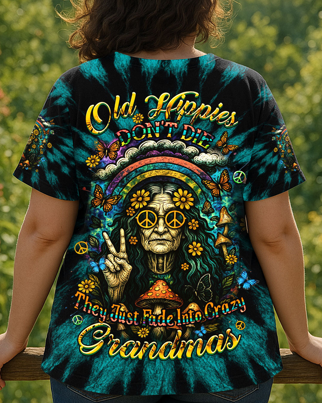 OLD HIPPIES DON'T DIE HIPPIE GRANDMAS ALL OVER PRINT - YHDU0506252
