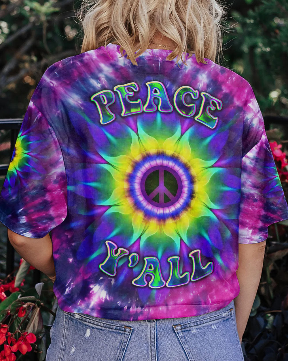 PEACE Y'ALL TIE DYE ALL OVER PRINT - YHDU0906236