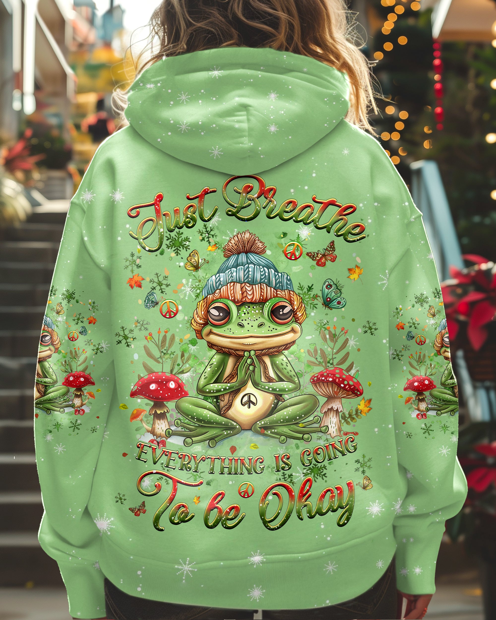JUST BREATHE CHRISTMAS FROG ALL OVER PRINT - YHHG1410242