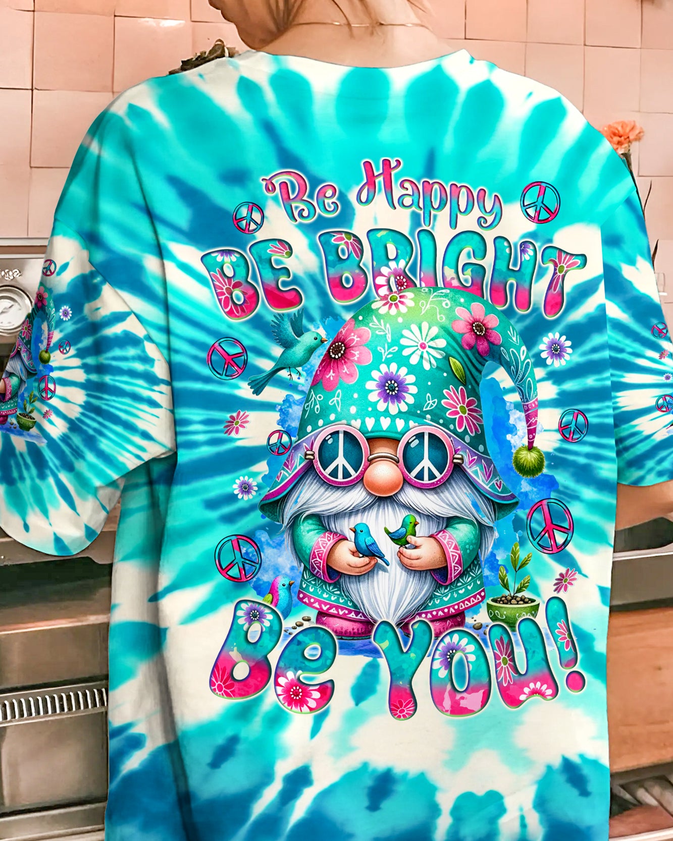 BE HAPPY BE BRIGHT BE YOU GNOME TIE DYE ALL OVER PRINT - TYQY1106243
