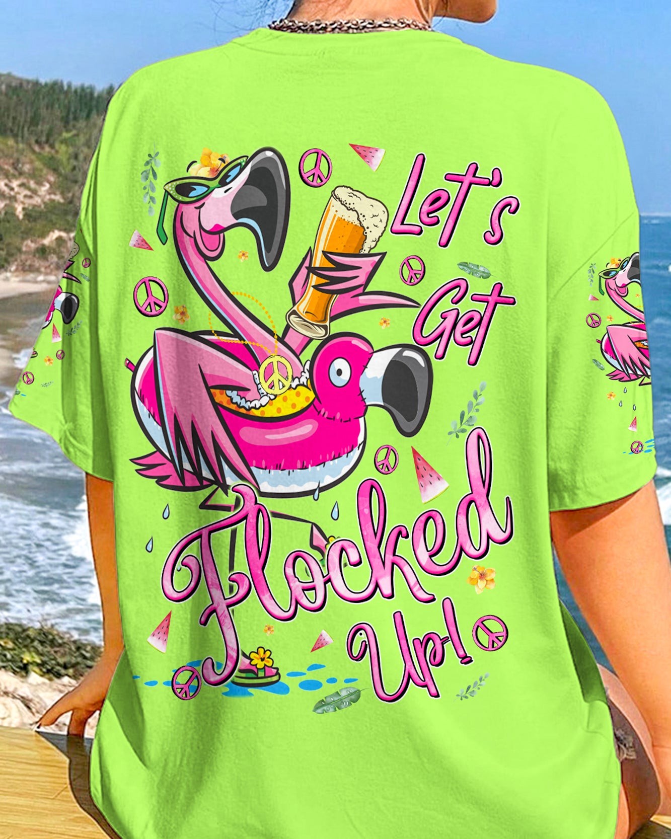 LET'S GET FLOCKED UP FLAMINGO ALL OVER PRINT - TYQY1906244