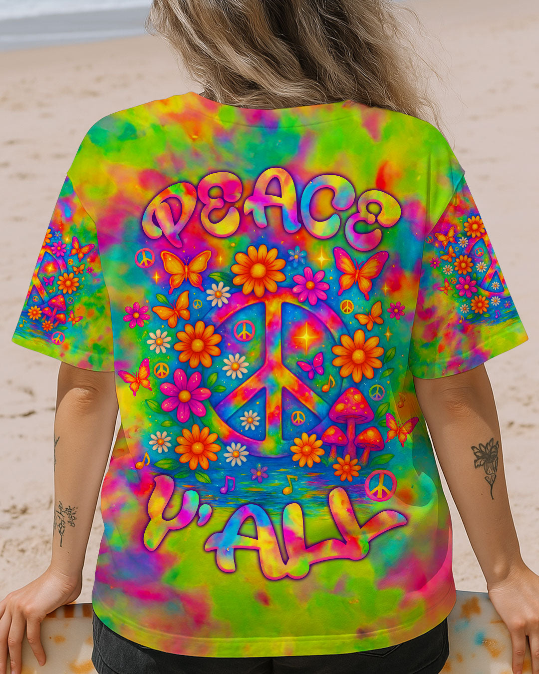 PEACE Y' ALL COLORFUL ALL OVER PRINT - TLNZ1704253