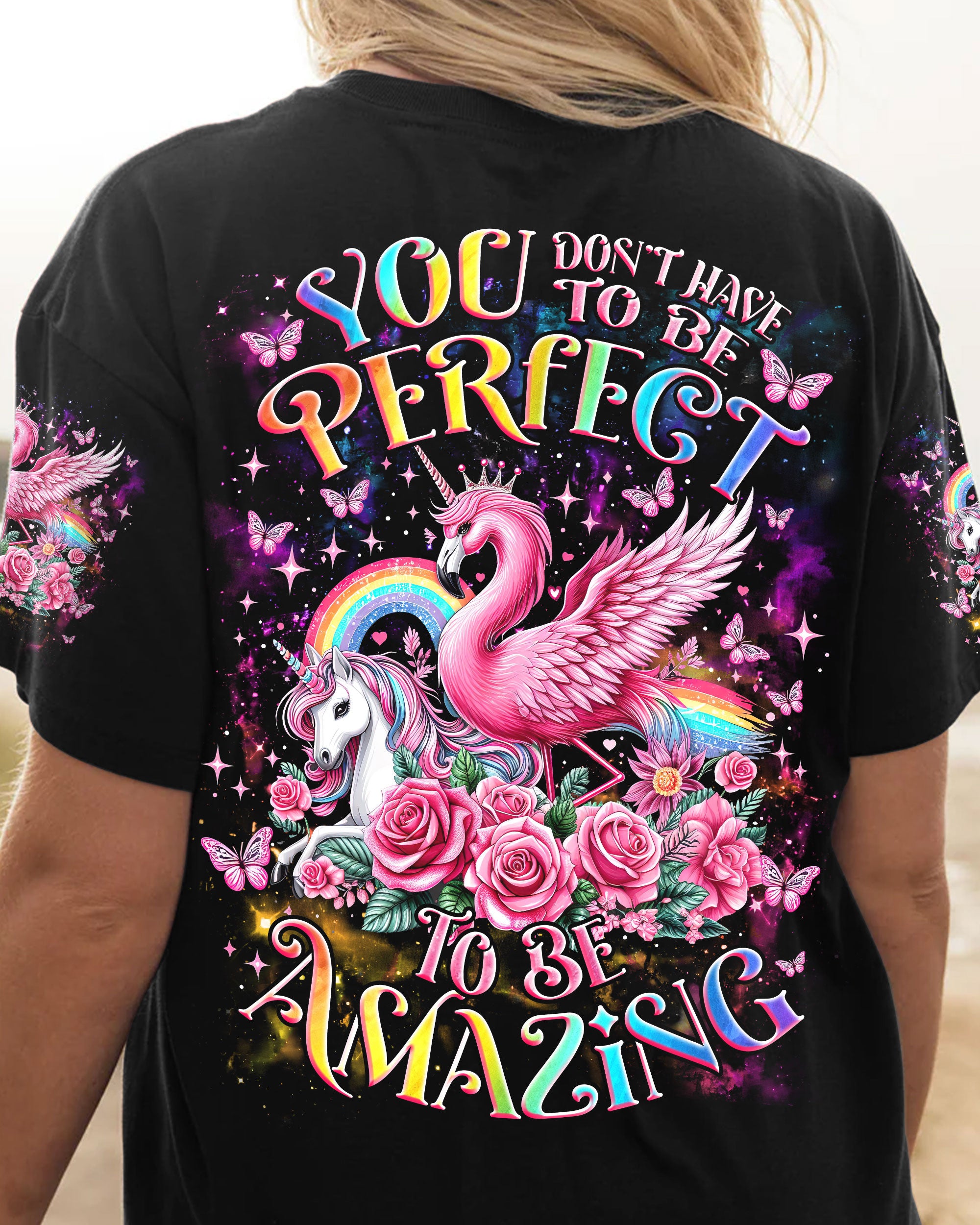 YOU DON'T HAVE TO BE PERFECT UNICORN FLAMINGO ALL OVER PRINT - TLNZ1604242