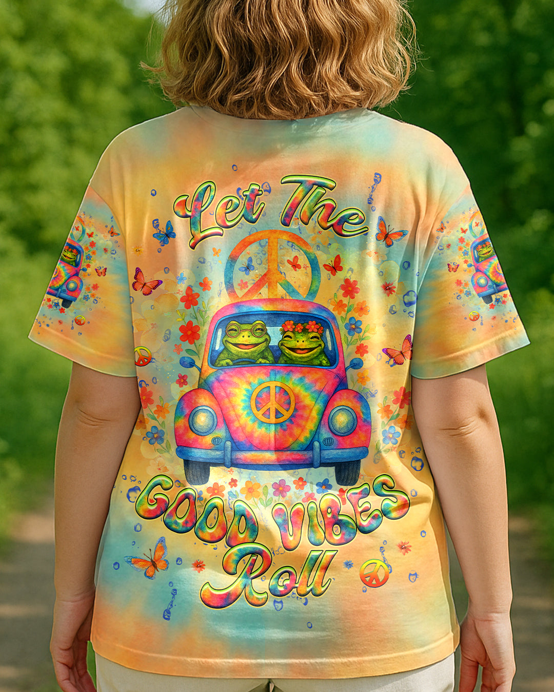 LET GOOD VIBES ROLL TIE DYE  FROG ALL OVER PRINT - YHHG2904253