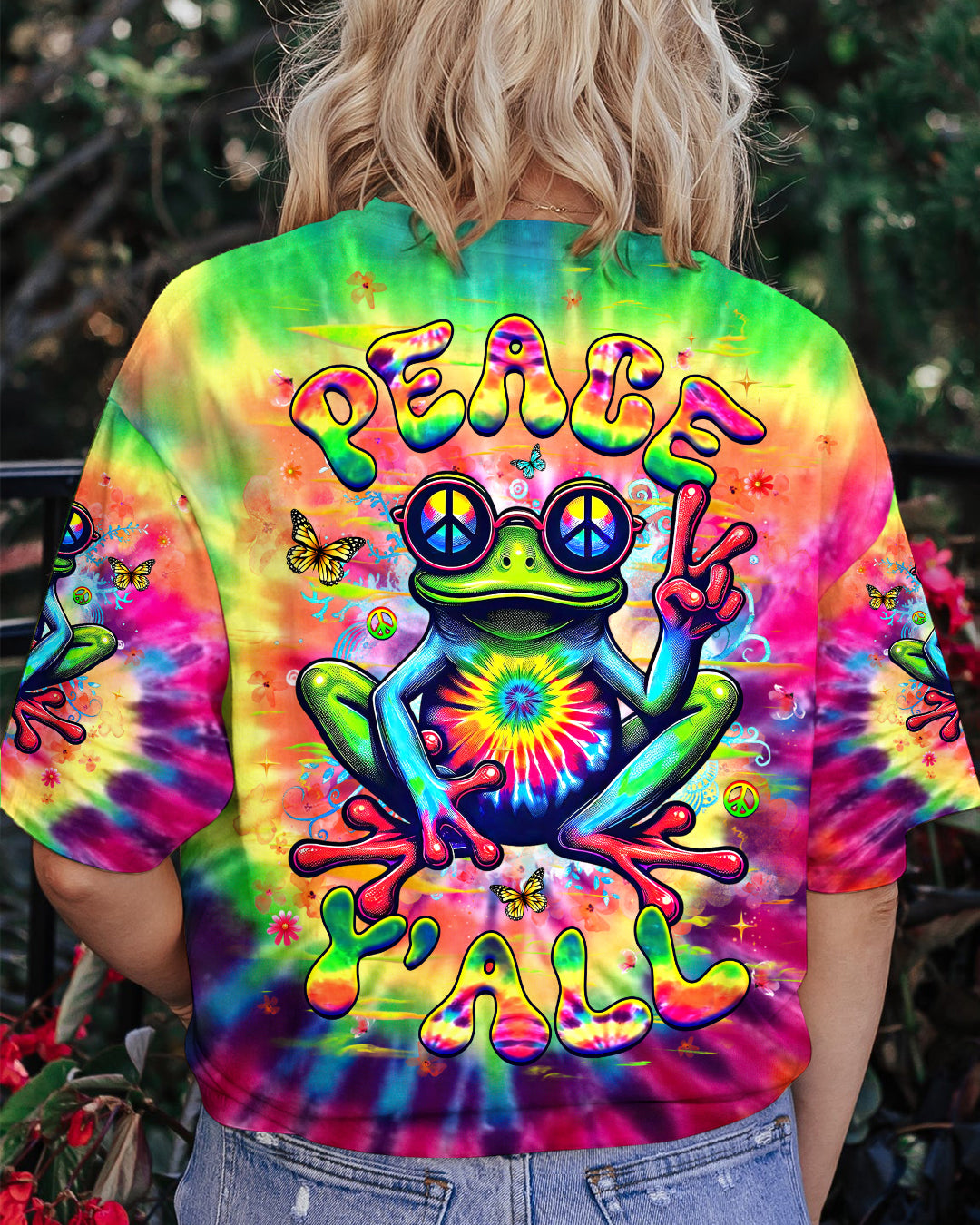 PEACE Y'ALL FROG TIE DYE ALL OVER PRINT - YHHG1703253