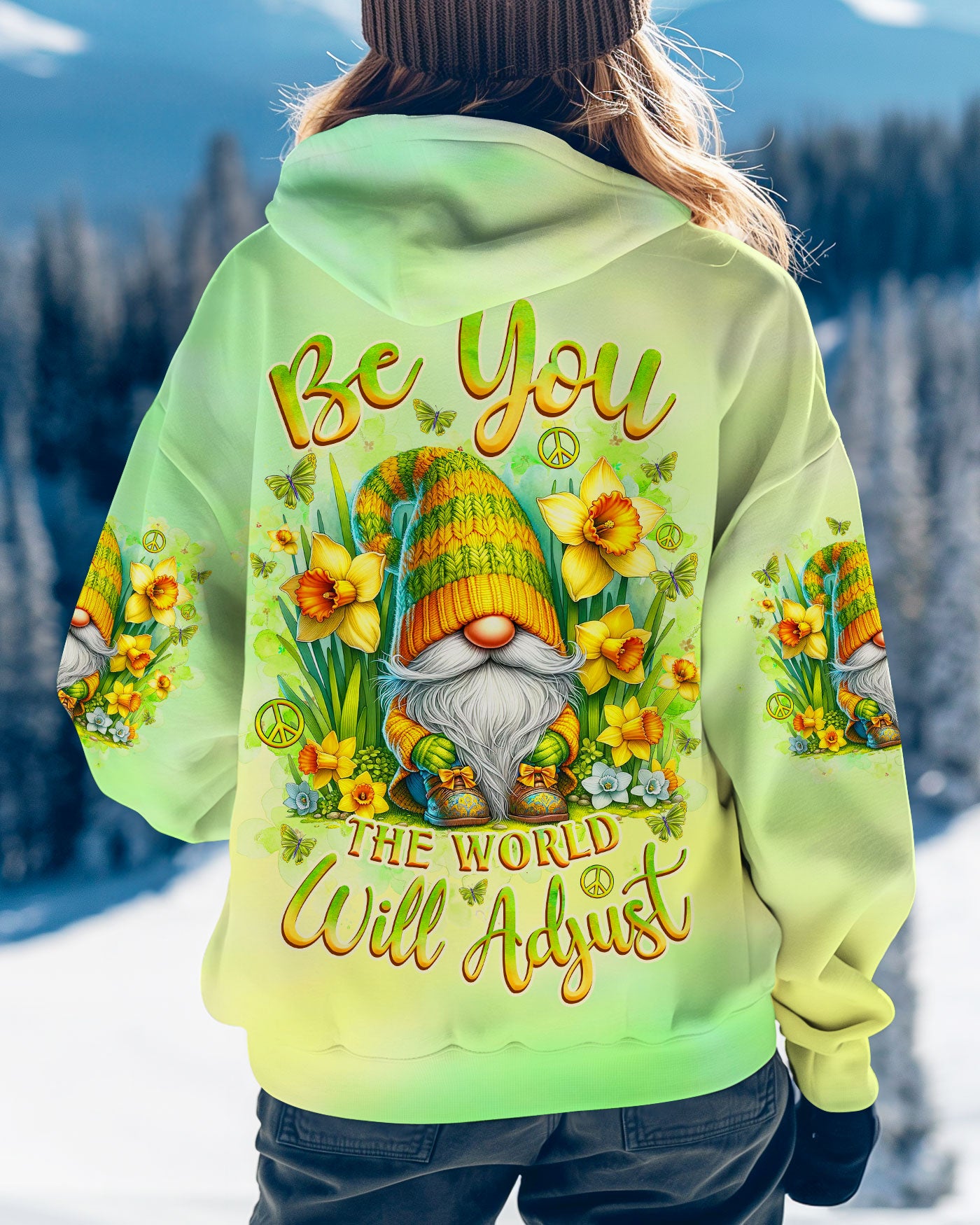 BE YOU THE WORLD WILL ADJUST GNOME  ALL OVER PRINT - TLNZ2410243