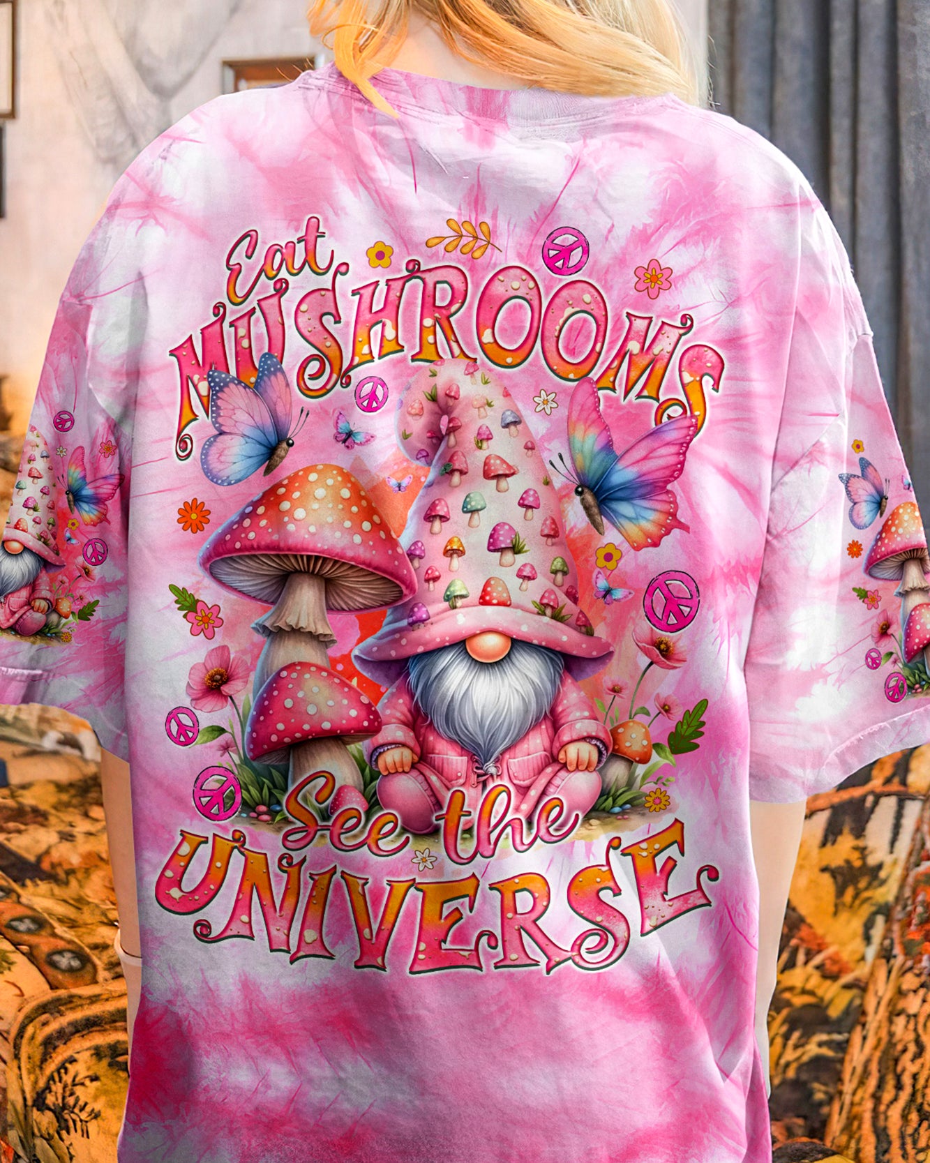 EAT MUSHROOMS SEE THE UNIVERSE GNOME ALL OVER PRINT - TYQY2606244