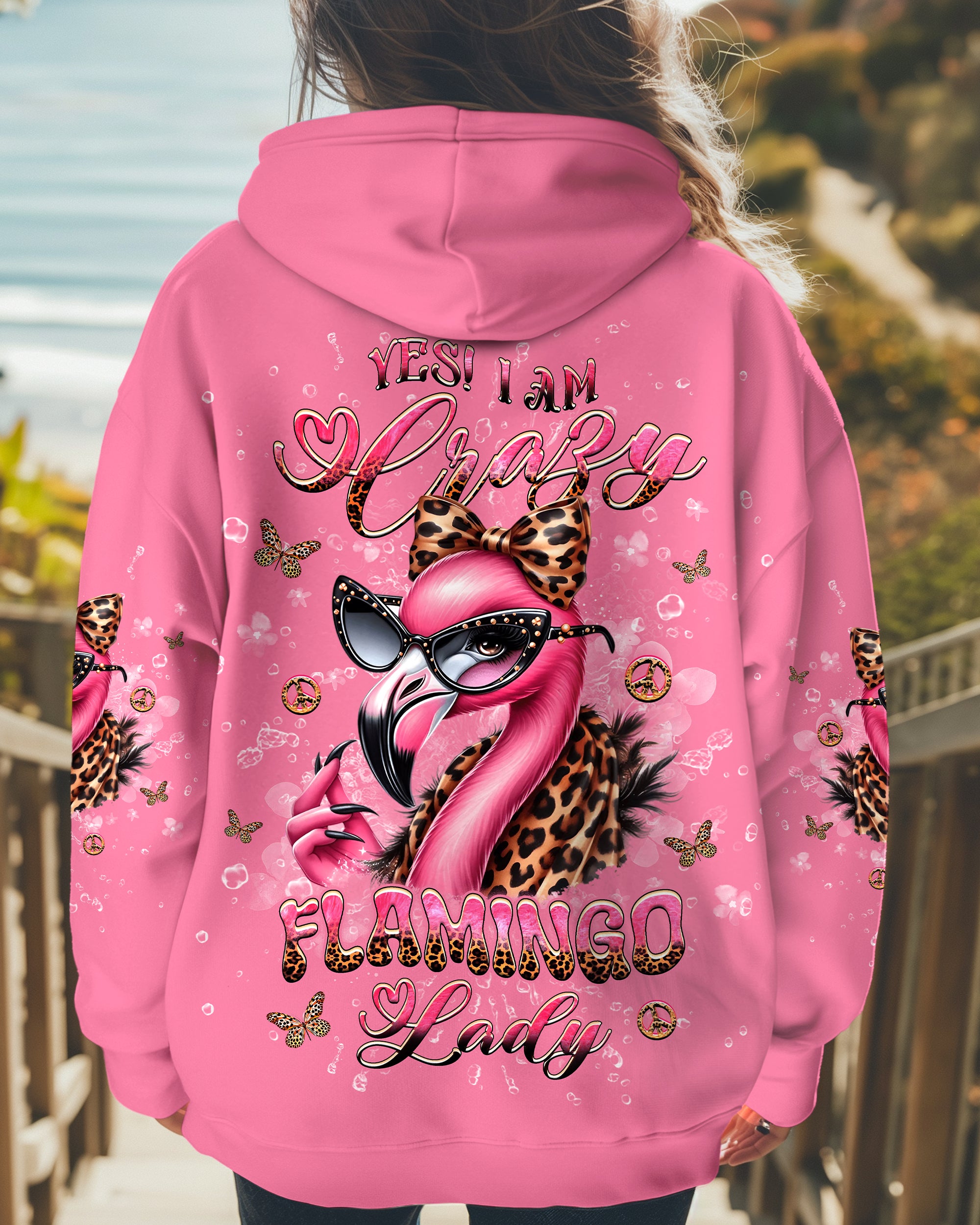 YES I'M THE CRAZY FLAMINGO LADY ALL OVER PRINT - YHHG0312242
