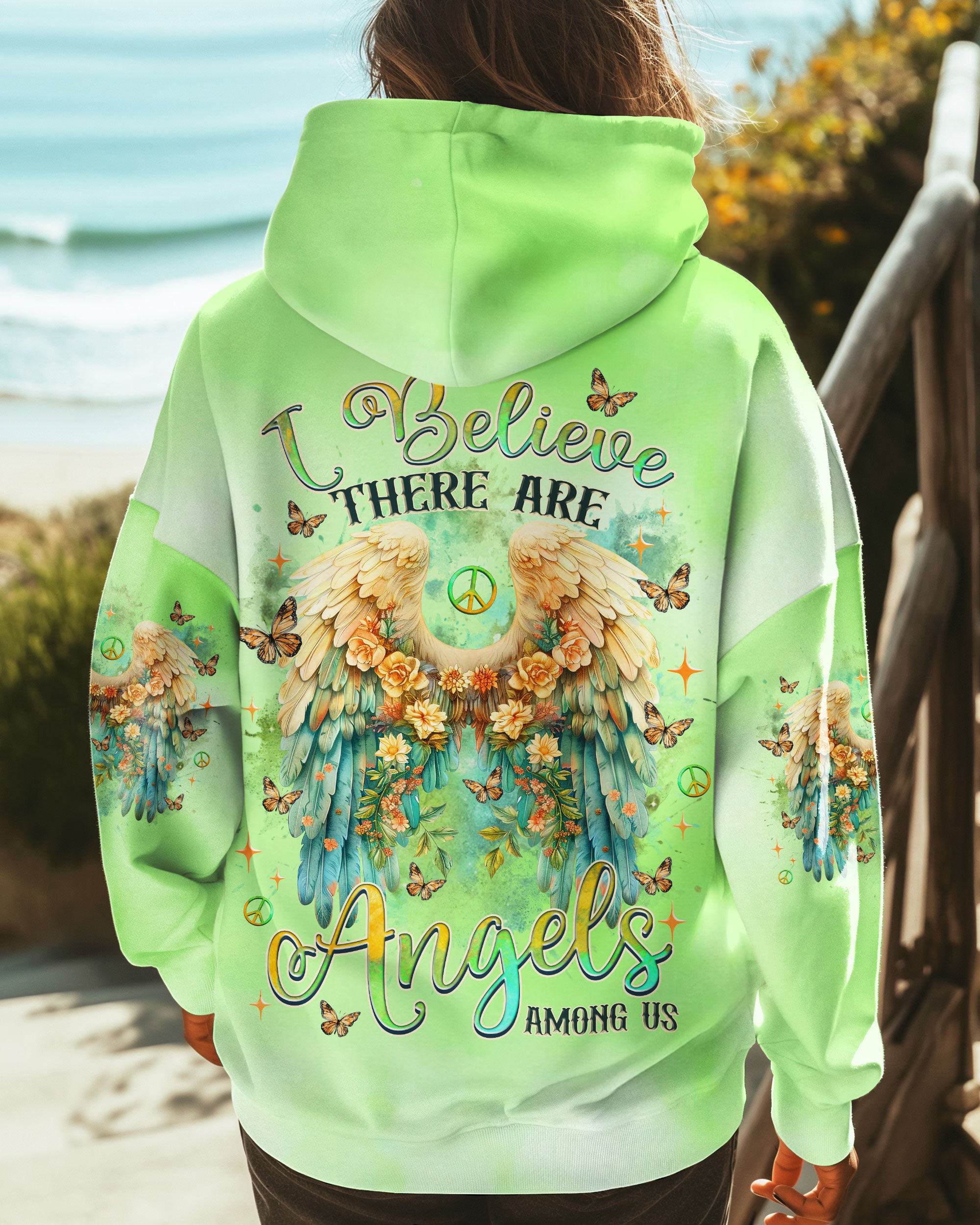 I BELIEVE THERE ARE ANGELS AMONG US WINGS FLOWER  ALL OVER PRINT - TLNZ0312245