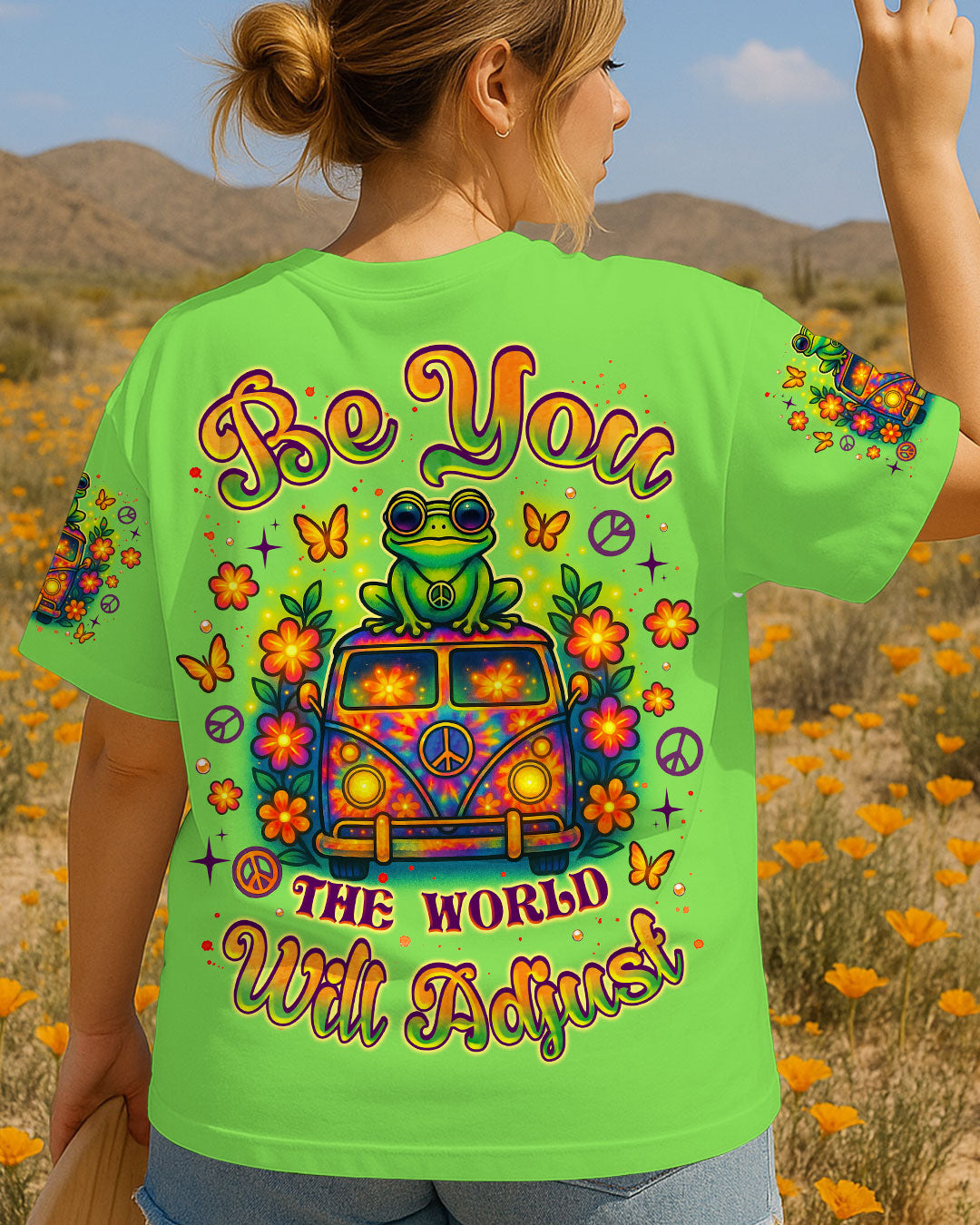 BE YOU THE WORLD WILL ADJUST FROG ALL OVER PRINT - TLNZ2005253