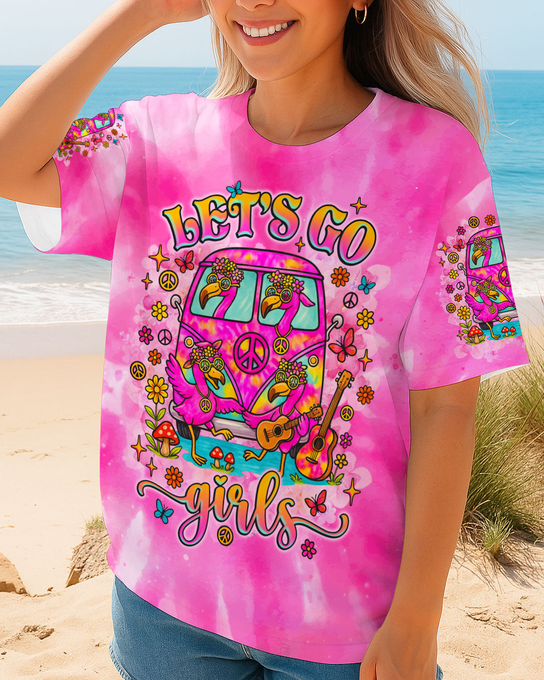 LET'S GO GIRLS FLAMINGO TIE DYE  ALL OVER PRINT  - TLNZ1305252
