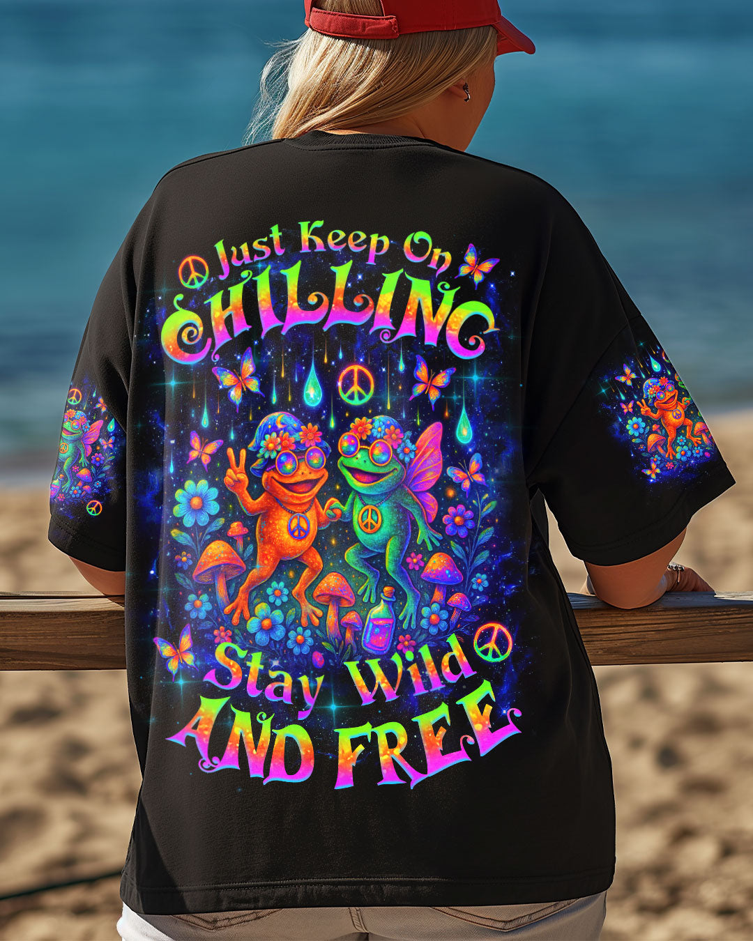 JUST KEEP ON CHILLING STAY WILD AND FREE FROG ALL OVER PRINT - TLNZ1504251