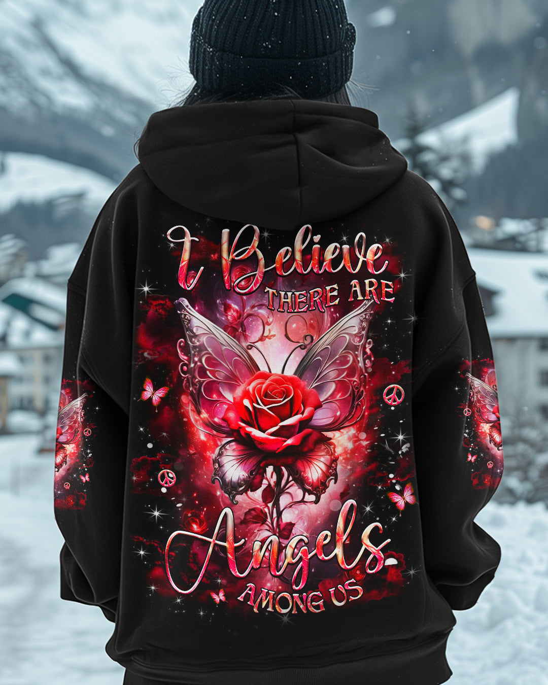 I BELIEVE THERE ARE ANGELS AMONG US ROSE WINGS ALL OVER PRINT - YHHG0702251