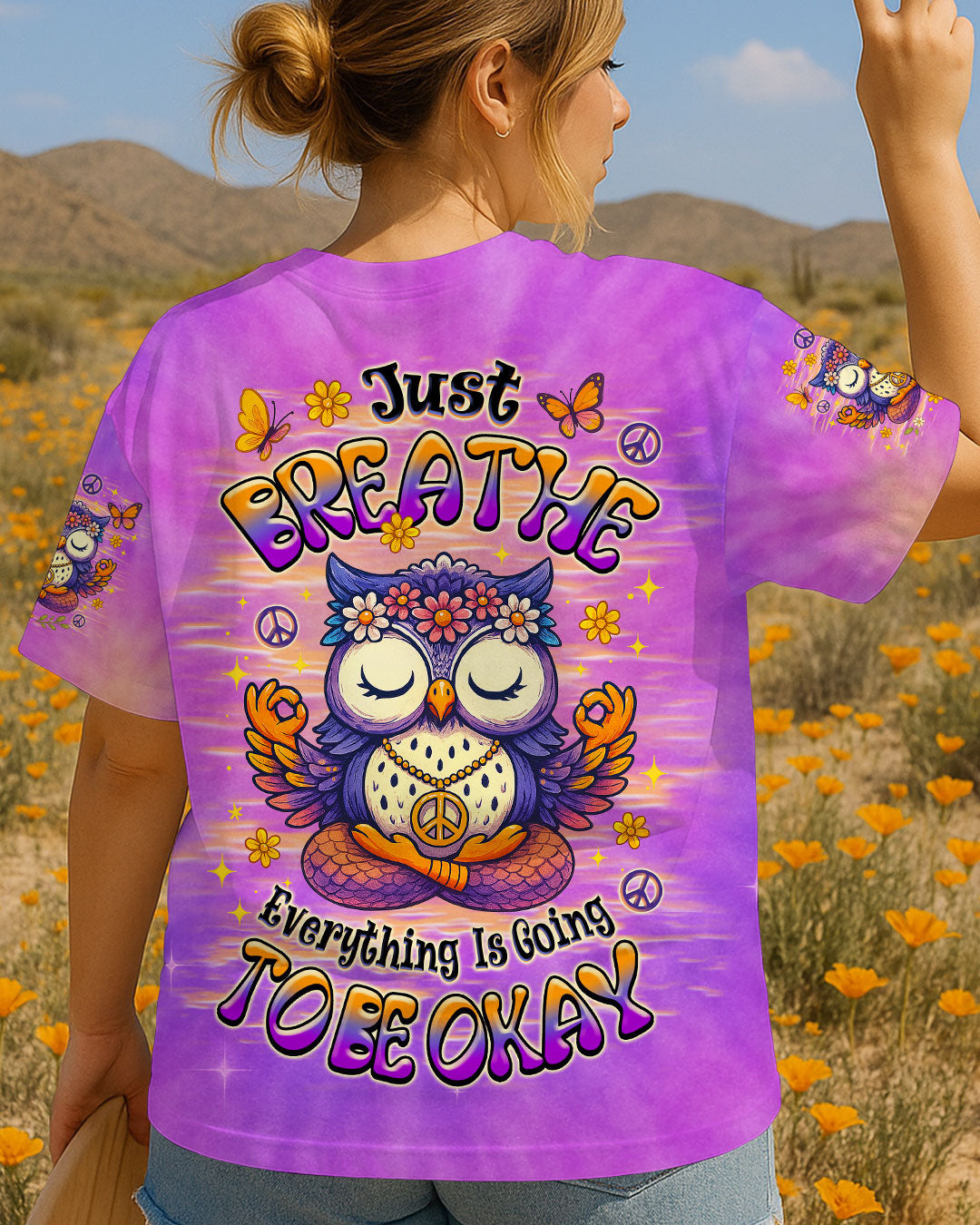 JUST BREATHE OWL TIE DYE ALL OVER PRINT - TLNZ2207252