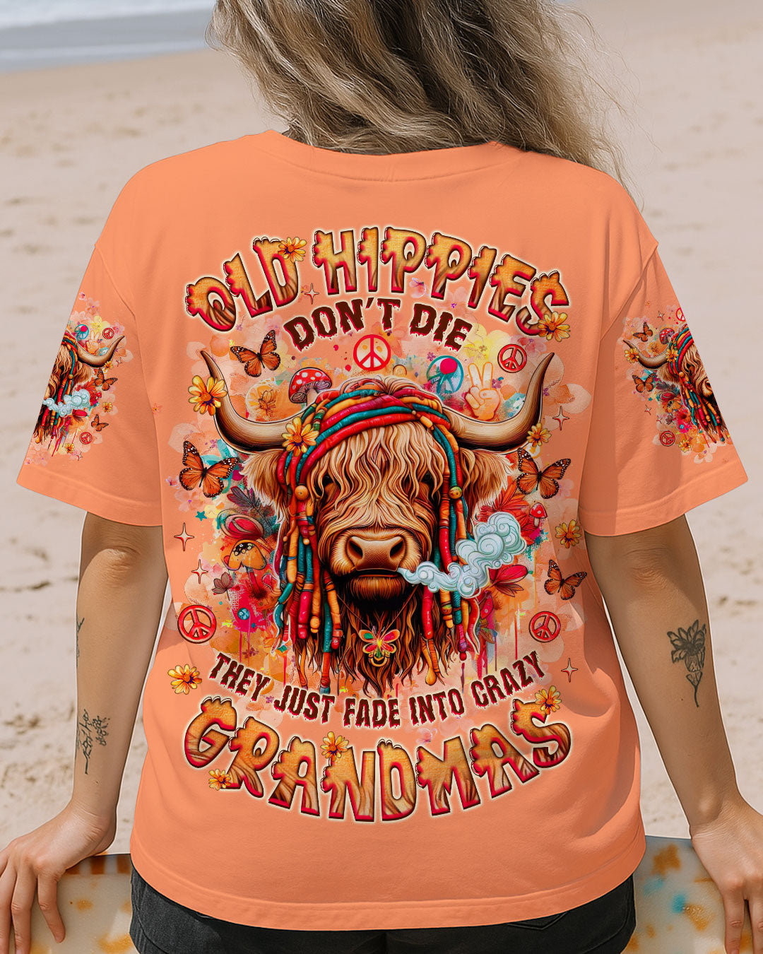OLD HIPPIES COW ALL OVER PRINT  -  TLNZ1707252