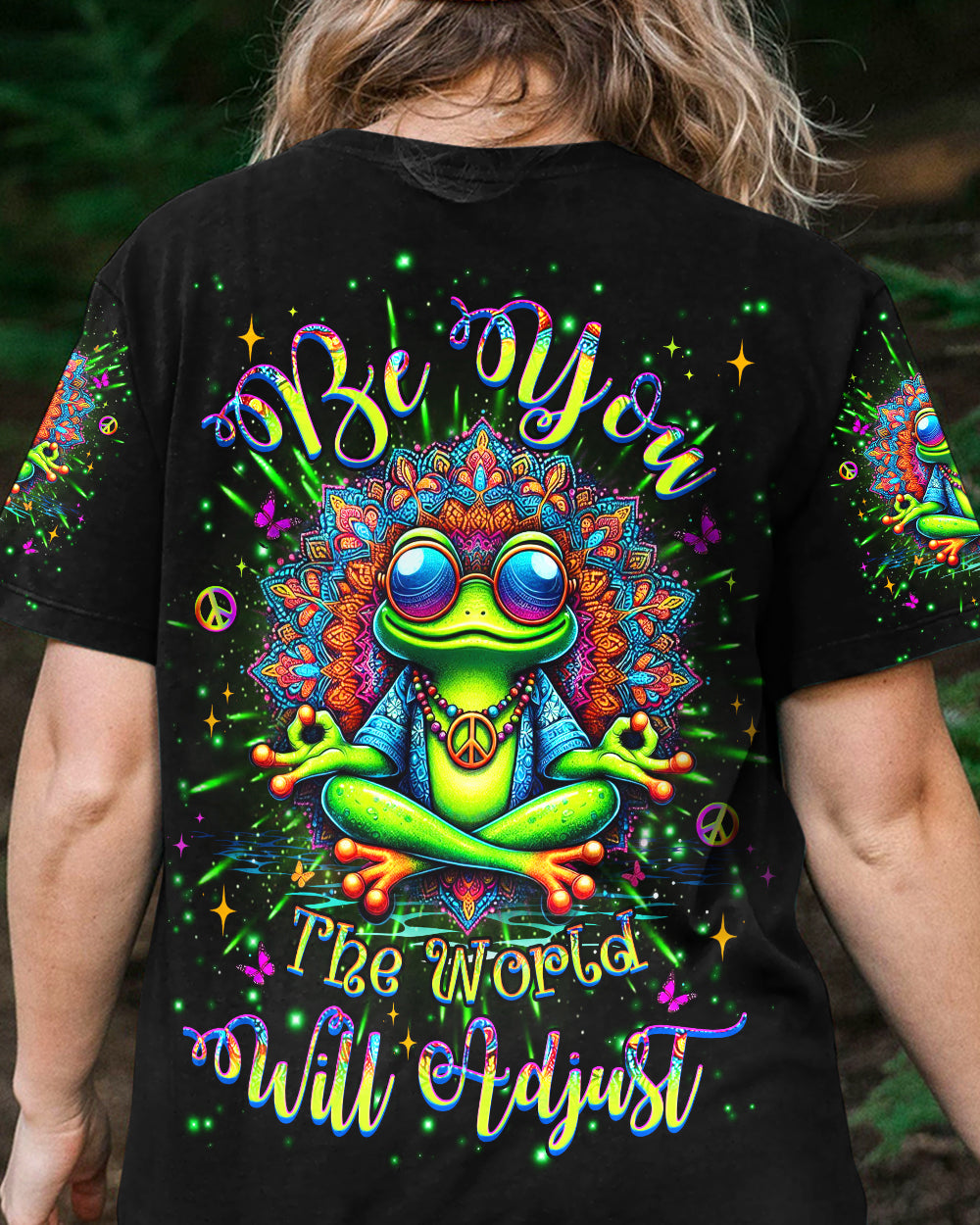BE YOU THE WORLD WILL ADJUST FROG ALL OVER PRINT - YHHG1107243