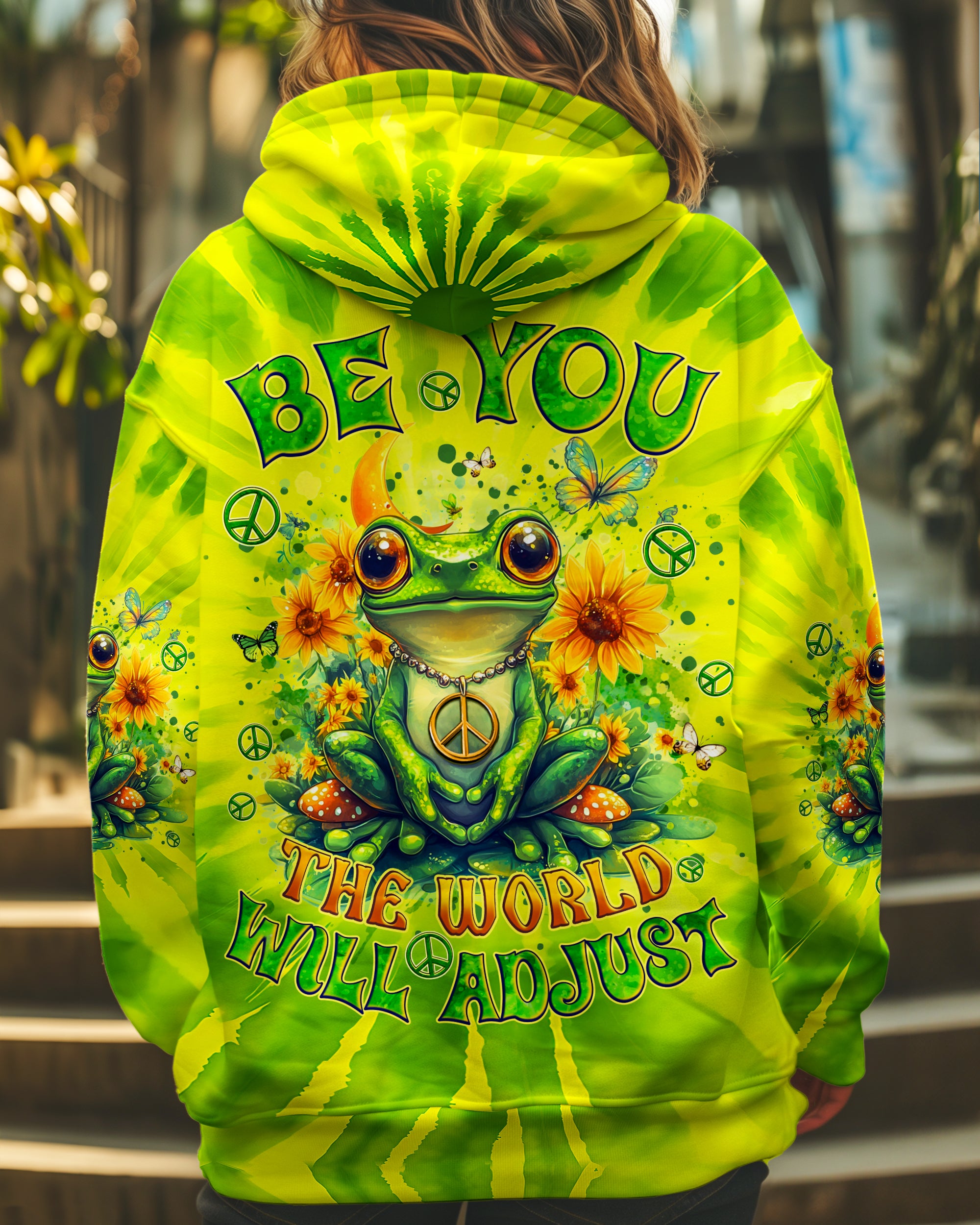 BE YOU THE WORLD WILL ADJUST FROG TIE DYE ALL OVER PRINT - TYQY2512244