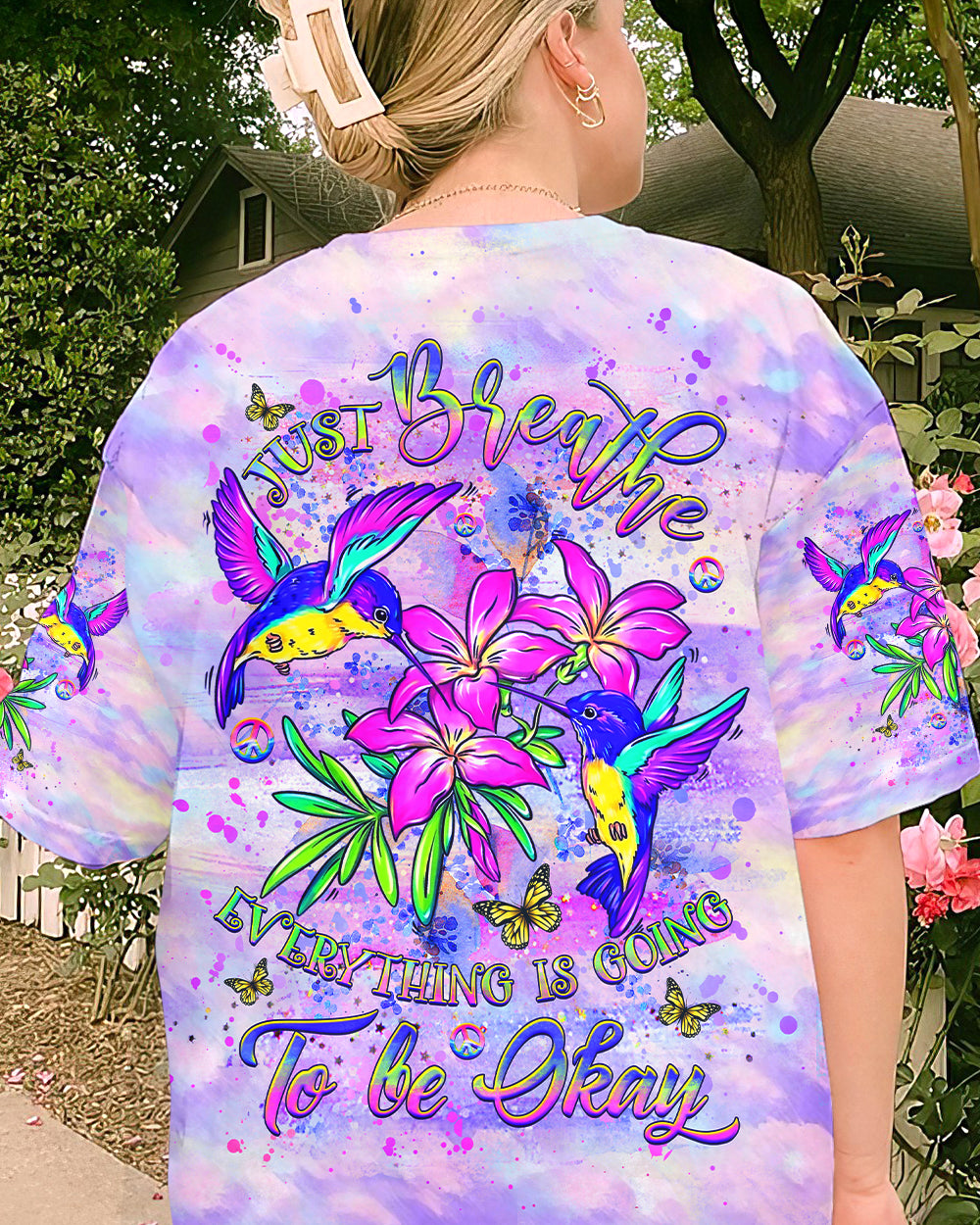 JUST BREATHE HUMMINGBIRD ALL OVER PRINT - YHHG1006243