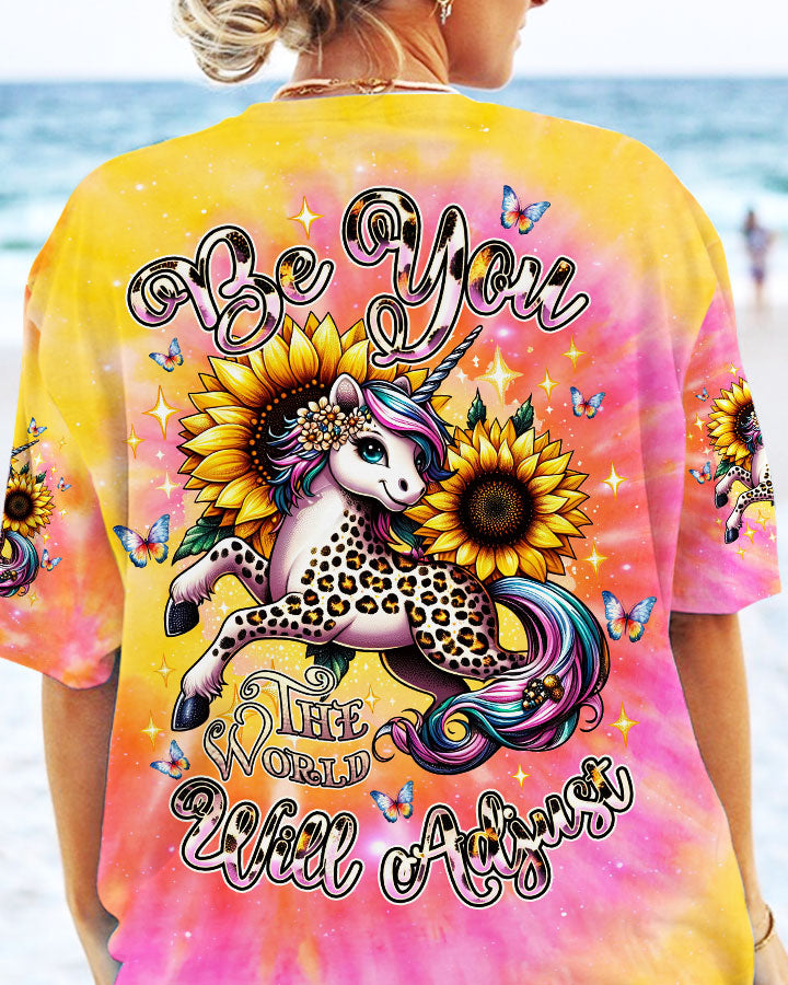 BE YOU THE WORLD WILL ADJUST UNICORN TIE DYE ALL OVER PRINT - TLNZ1304244