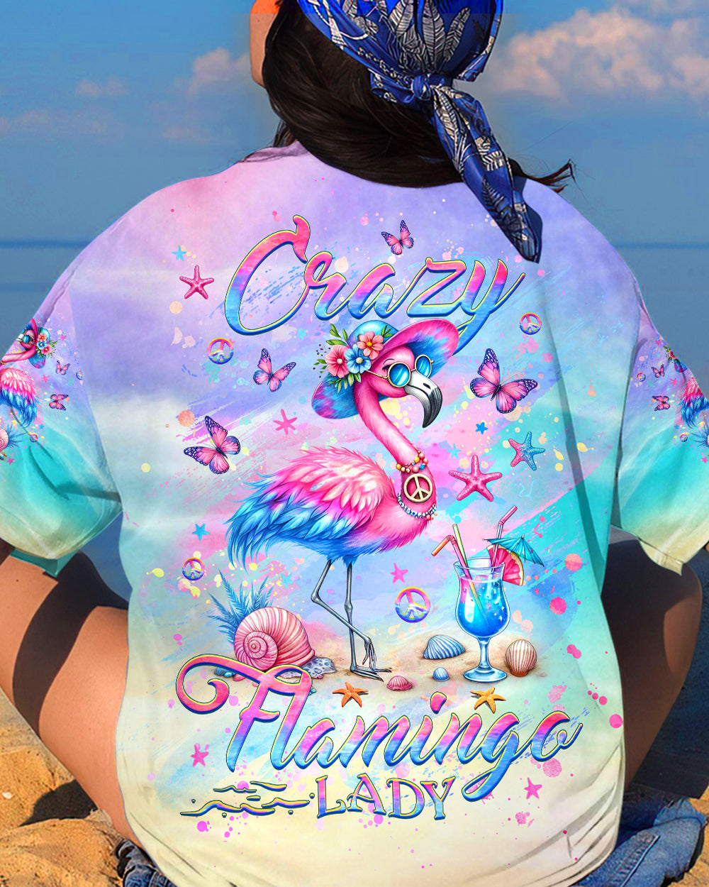 CRAZY FLAMINGO LADY ALL OVER PRINT - YHHG0406241