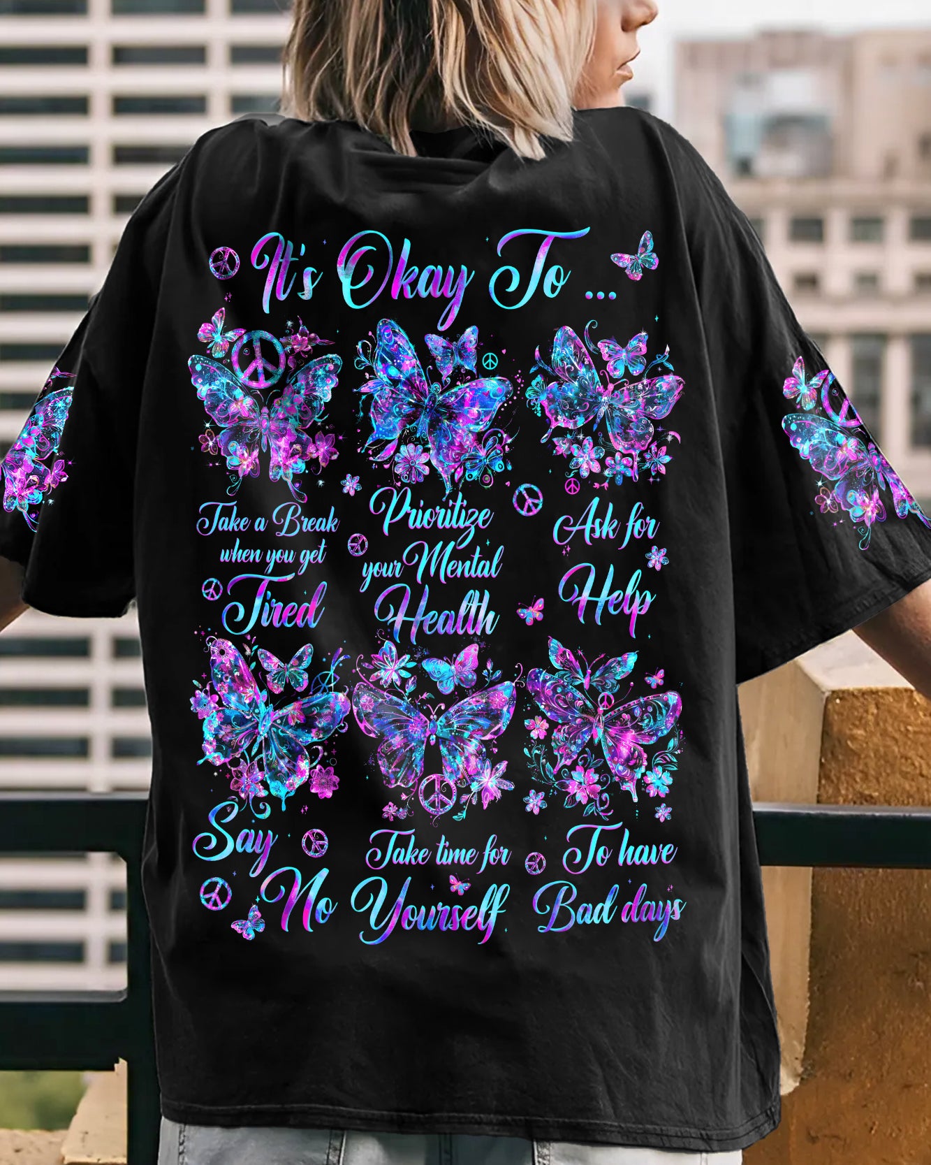 IT'S OKAY TO BUTTERFLIES ALL OVER PRINT - TYQY1506241