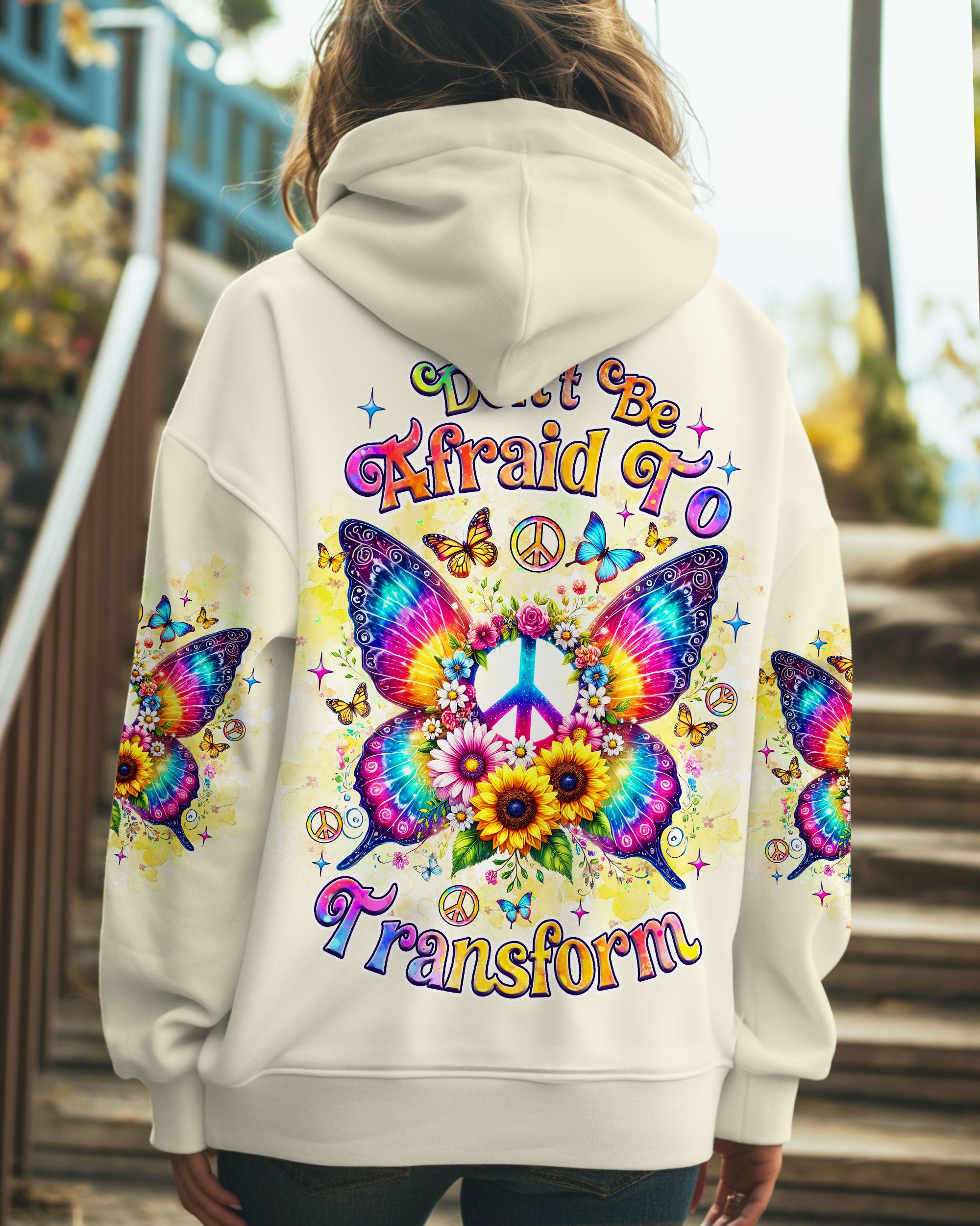 DON'T BE AFRAID TO TRANSFORM BUTTERFLY TIE DYE ALL OVER PRINT - TLNZ2012244